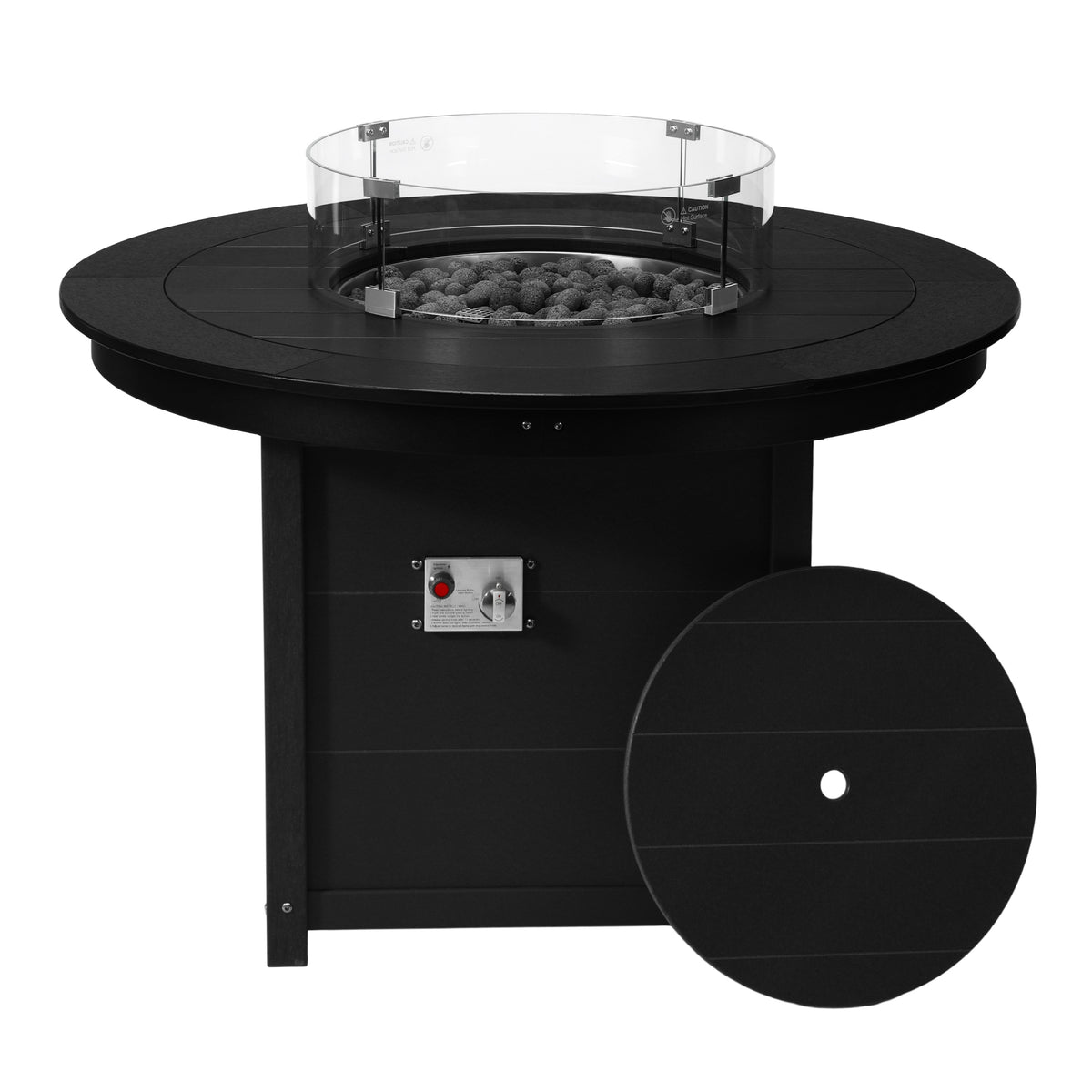 Sol 47" Modern Outdoor Patio Propane Gas Round Fire Pit Table