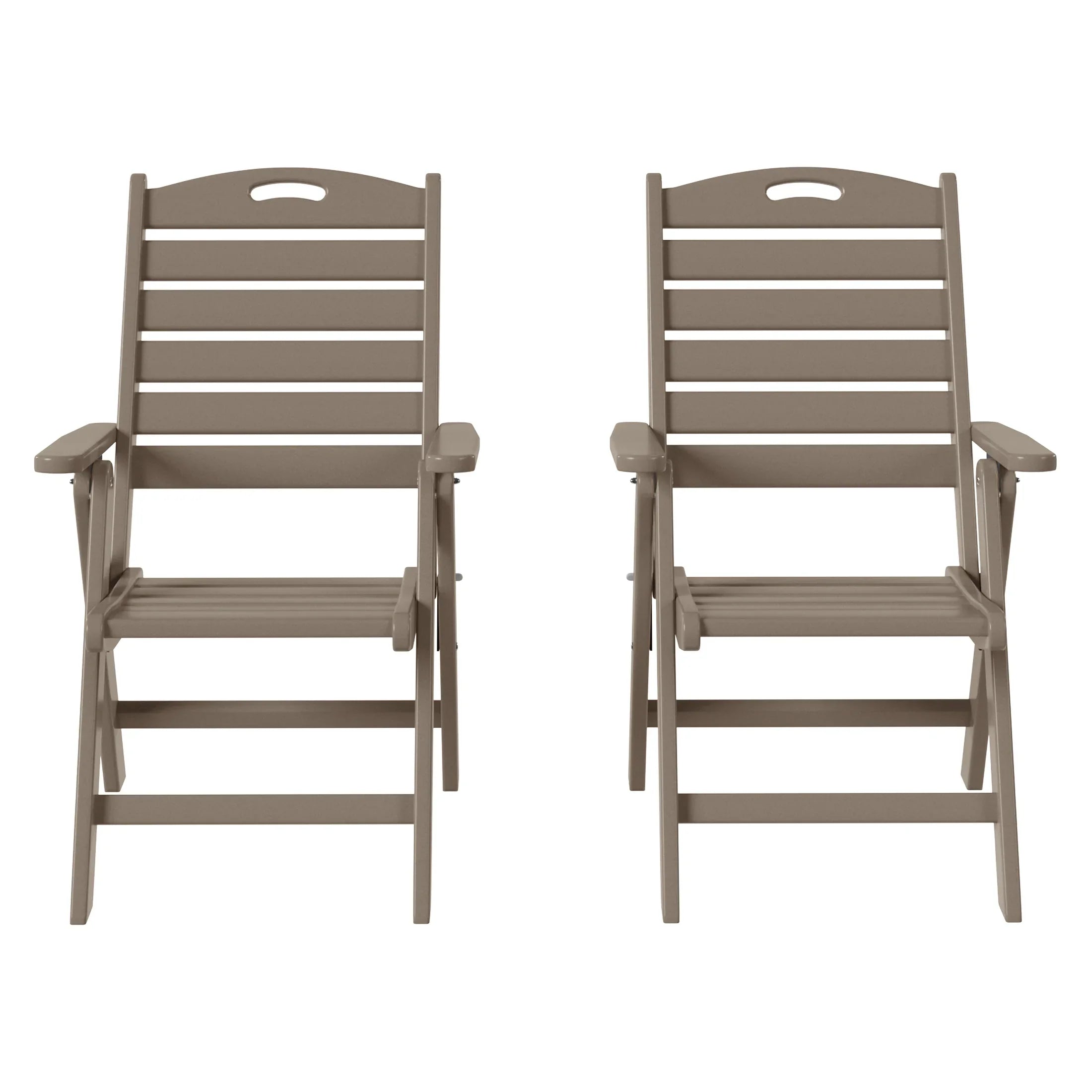 Cayman HDPE Adjustable Highback Folding Outdoor Patio Dining Chairs Set of 2