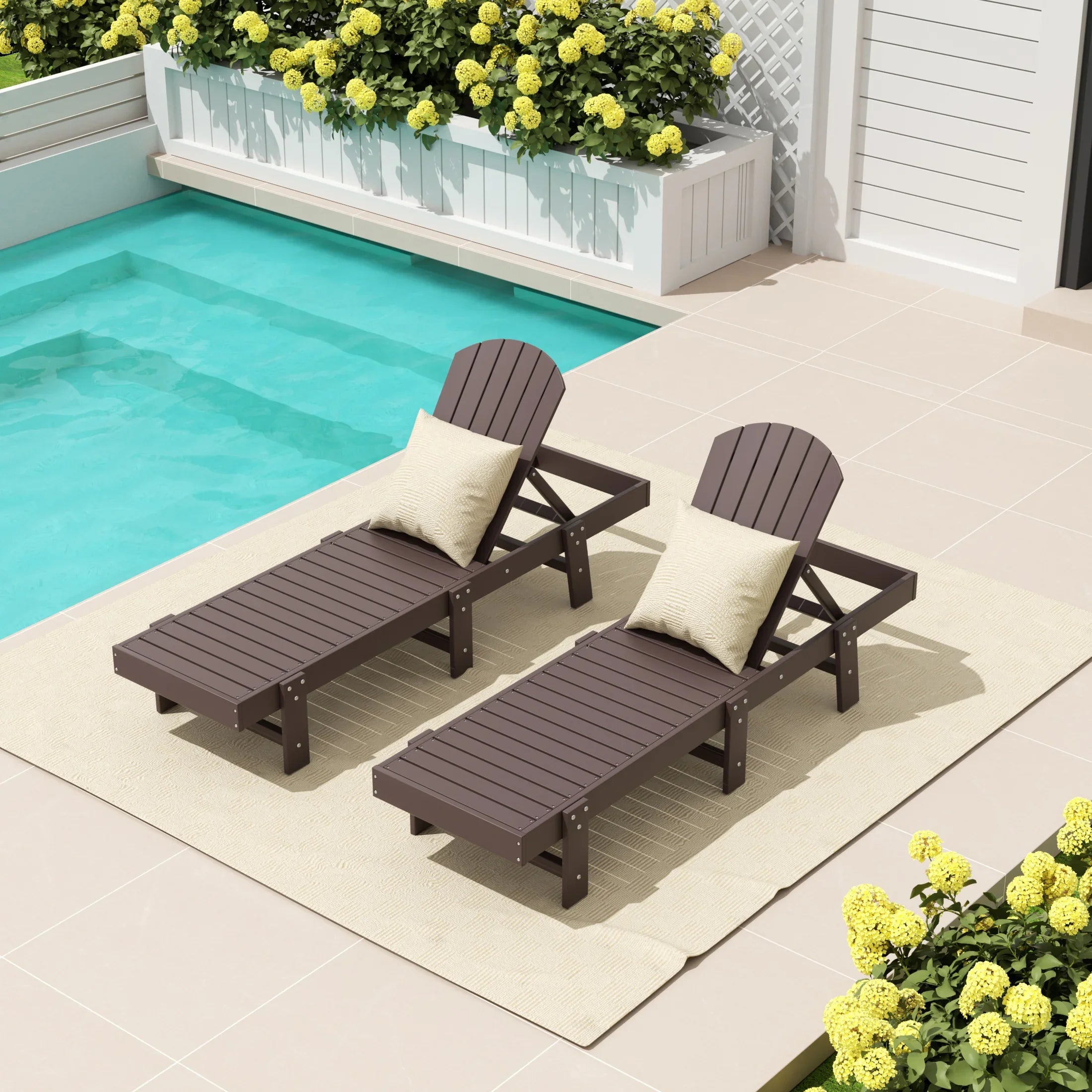 Portside Classic Adirondack Poly Reclining Chaise Lounge