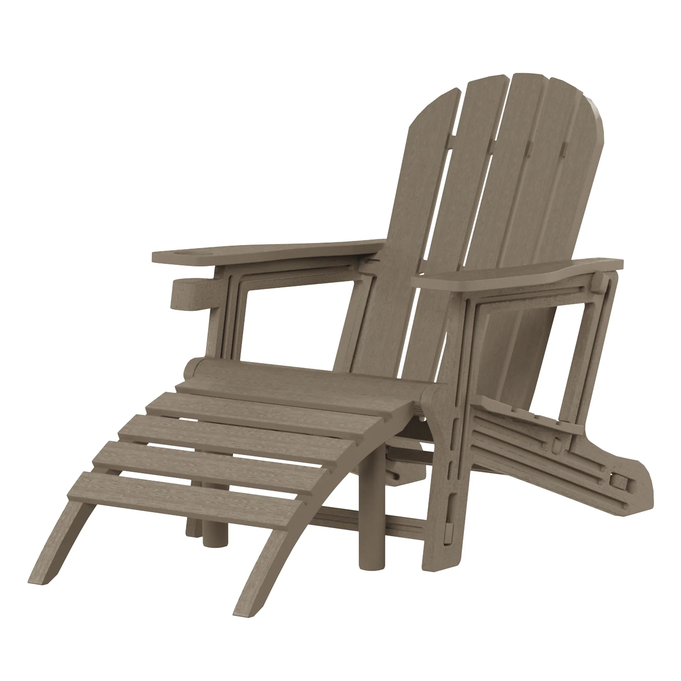 Cayman No-Tools Outdoor HDPE Patio Adirondack Chair with Patio Ottoman