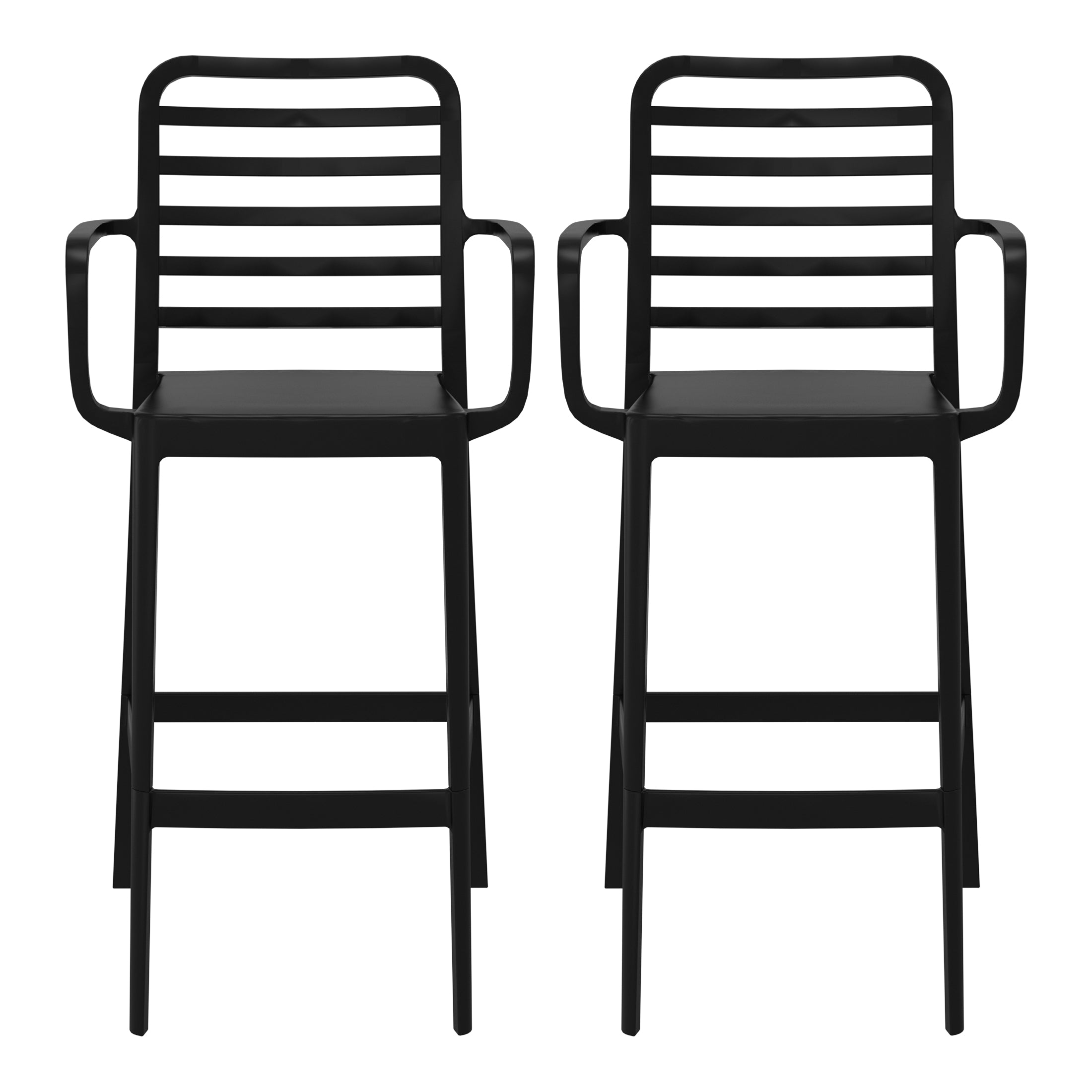 Sunshine 29.5" Outdoor Polypropylene Plastic Patio Bar Height Stools (Set of 2)