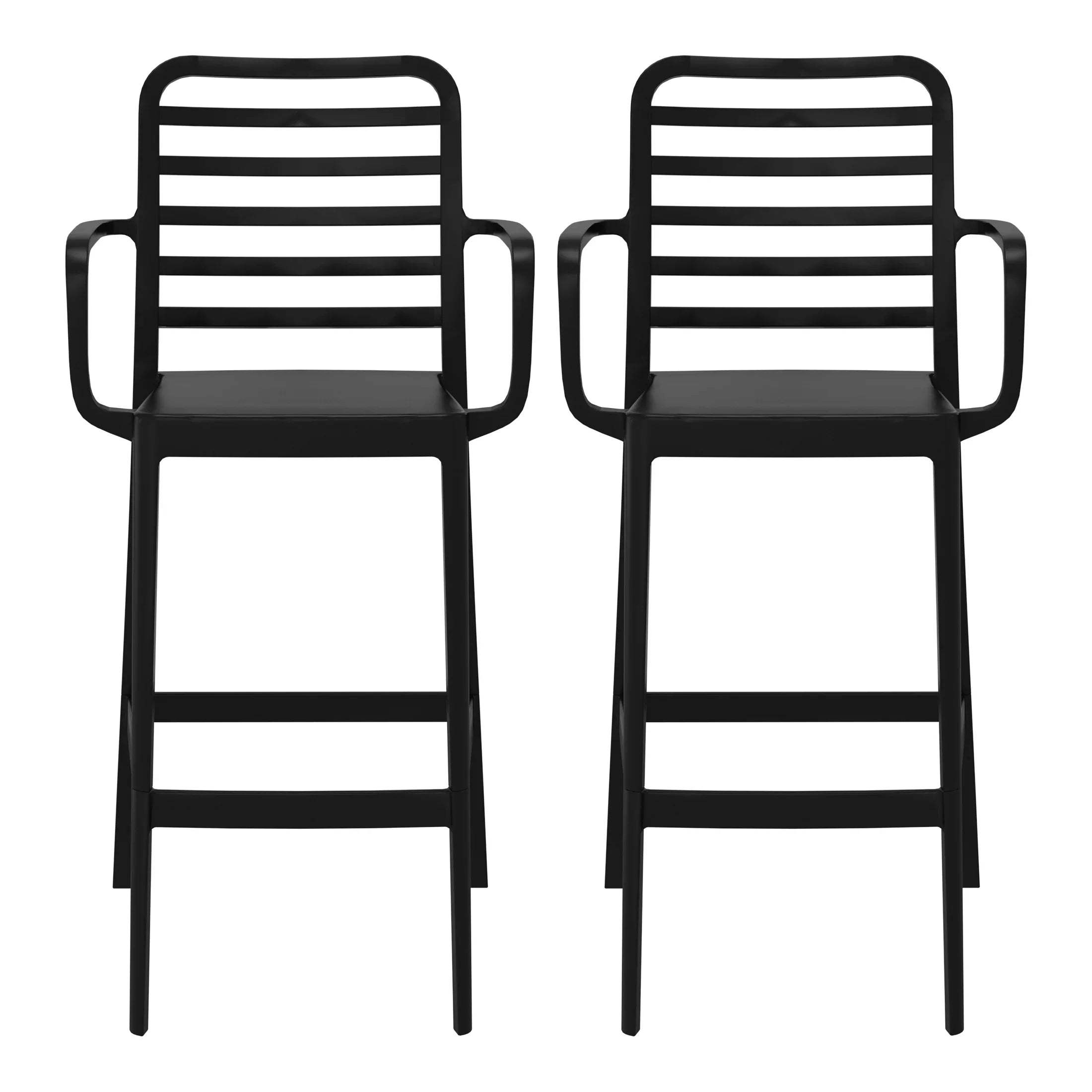 Sunshine 29.5" Outdoor Polypropylene Plastic Patio Bar Height Stools (Set of 2)
