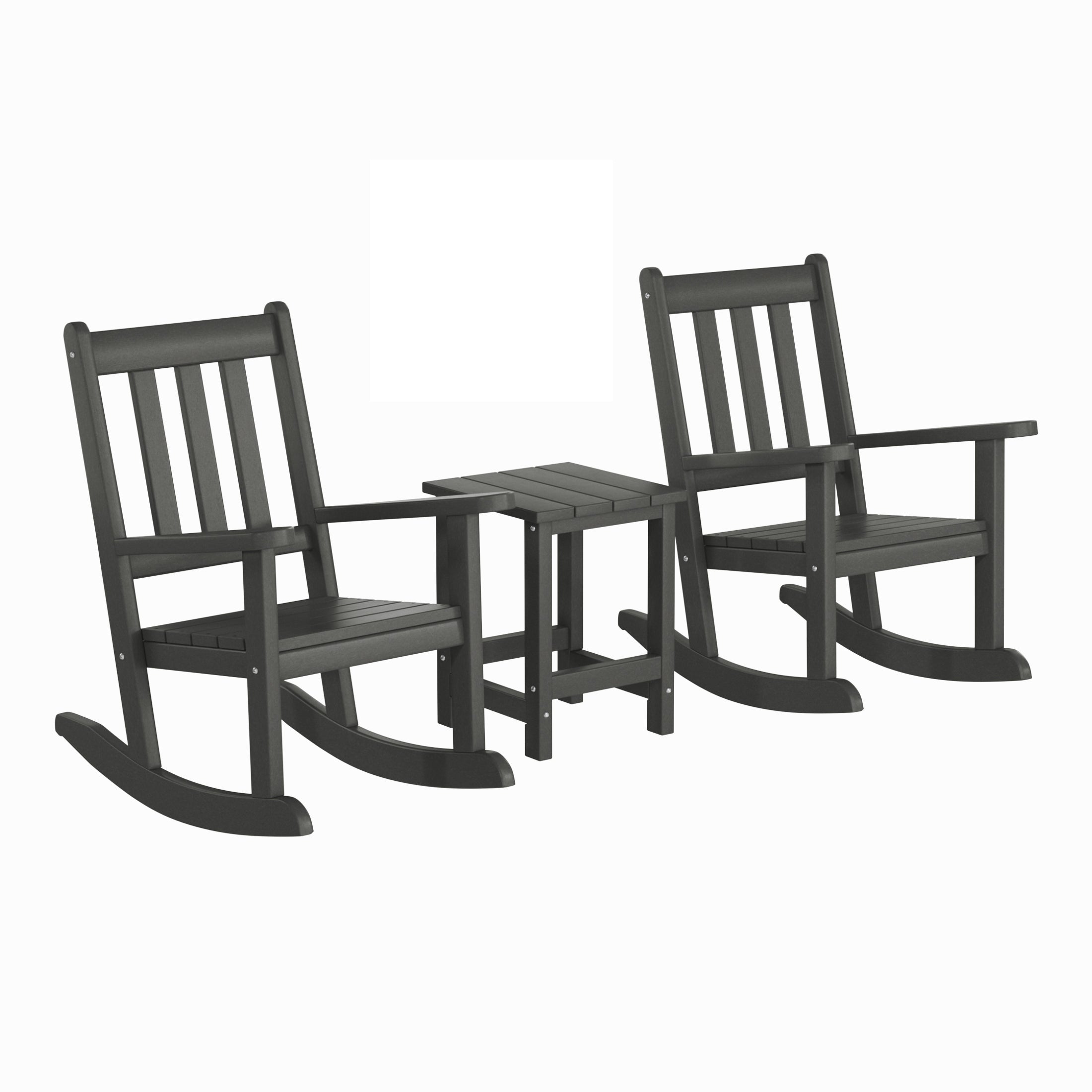 Paradise 3-Piece Kids Outdoor Rocking Chairs Set With Kids Square Side Table
