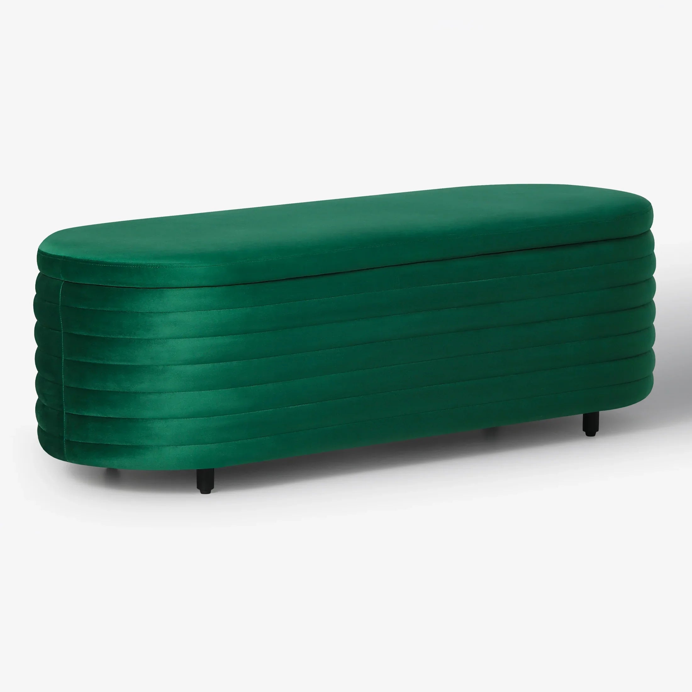 Alaia 54" Wide Mid-Century Modern Upholstered Velvet Tufted Oval Storage Ottoman Bench