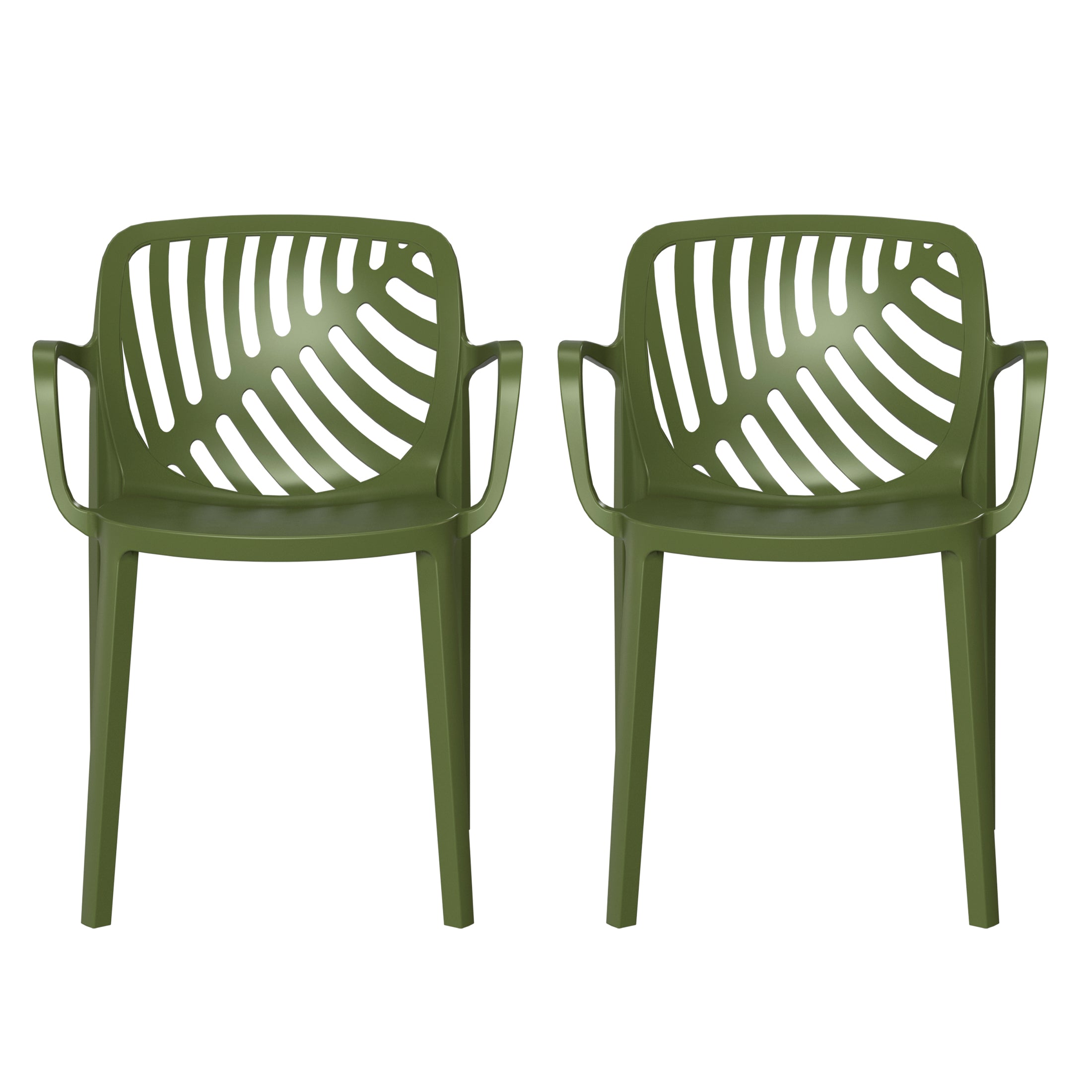 Sunshine Outdoor Modern Stackable Patio Dining Armchairs (Set of 2)