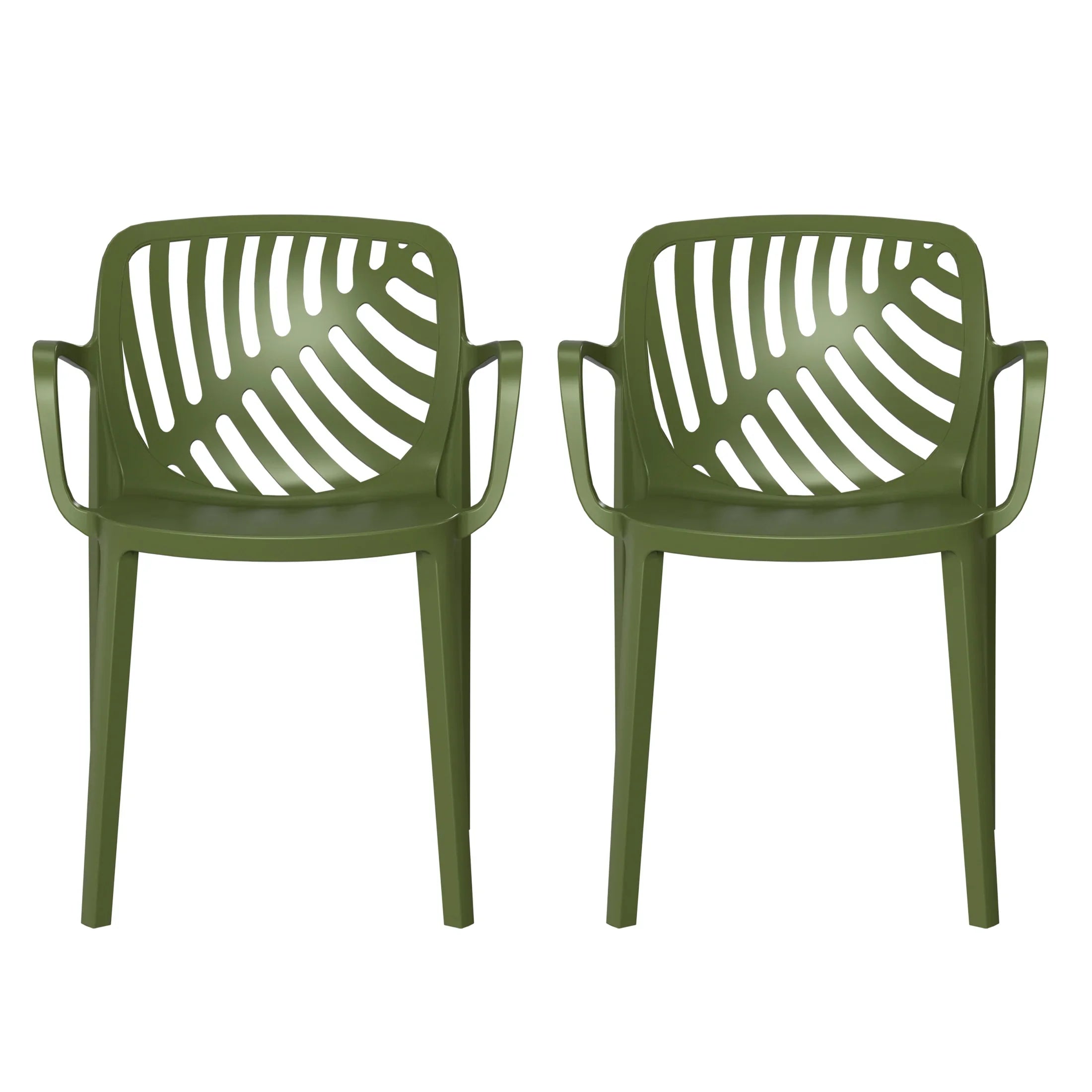 Sunshine Outdoor Modern Stackable Patio Dining Armchairs (Set of 2)
