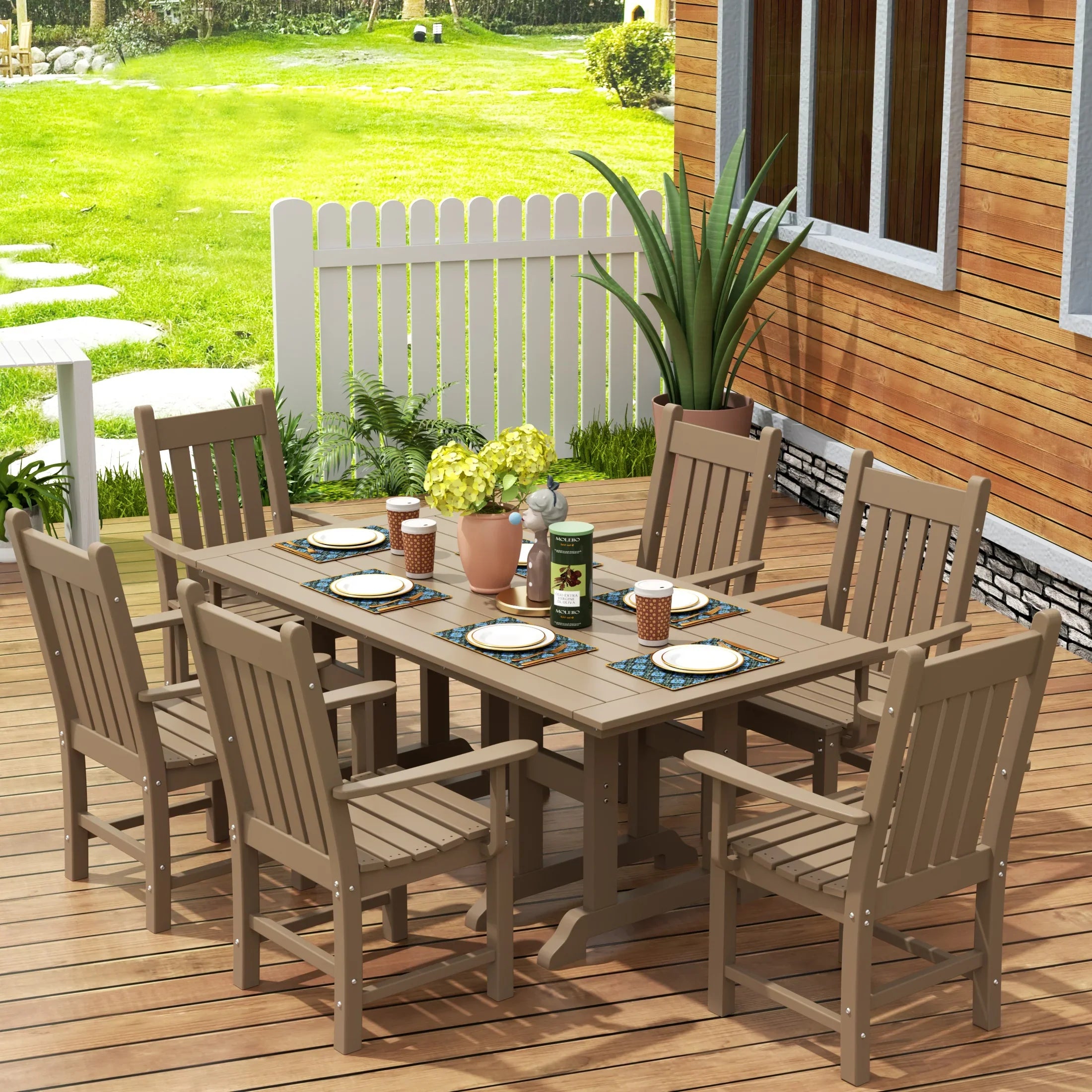 Paradise 7 Piece Outdoor Patio Dining Set Outdoor Table and Armchair Set