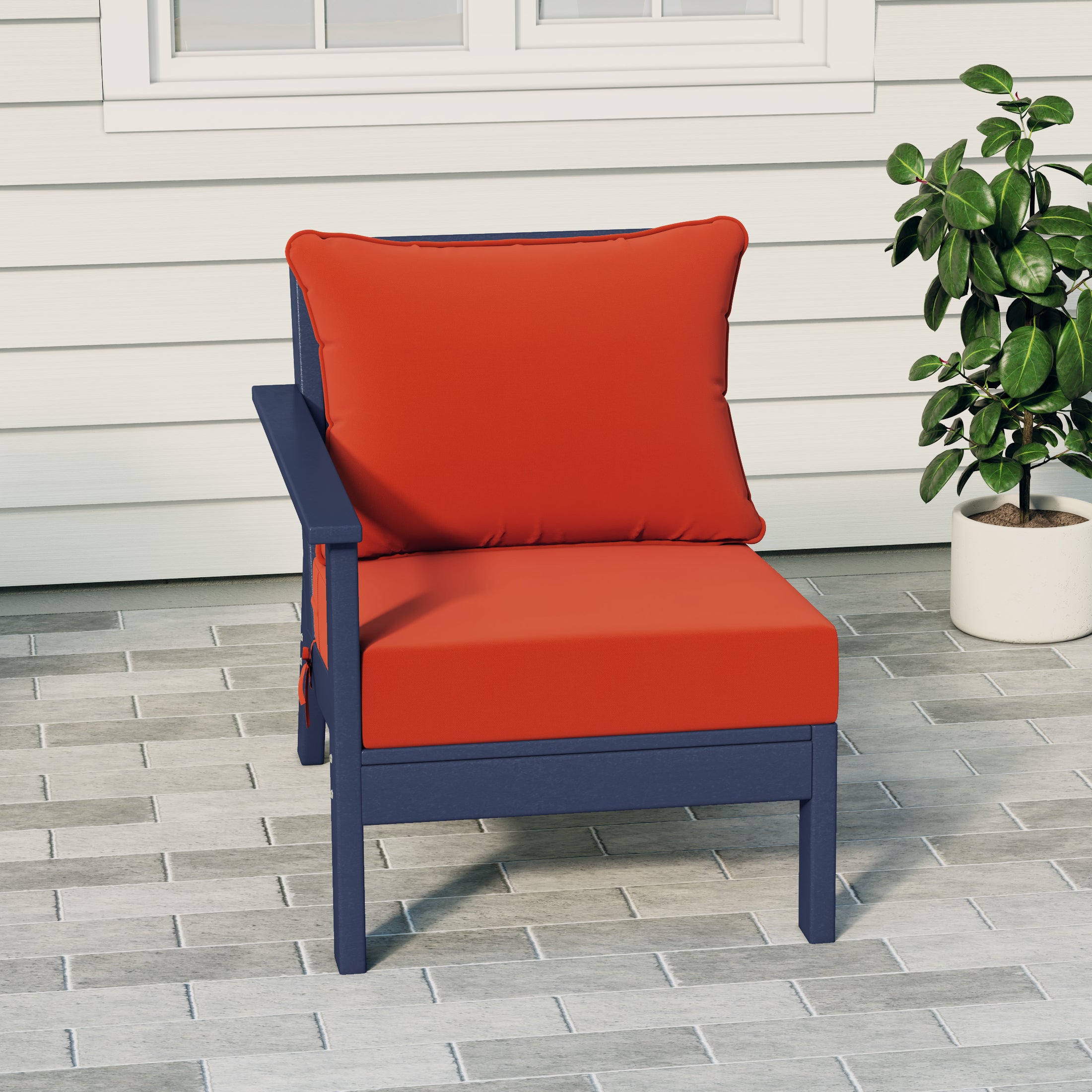 Portsmouth Outdoor Patio HDPE Left Arm Sectional Corner Club Chair with Patio Cushions