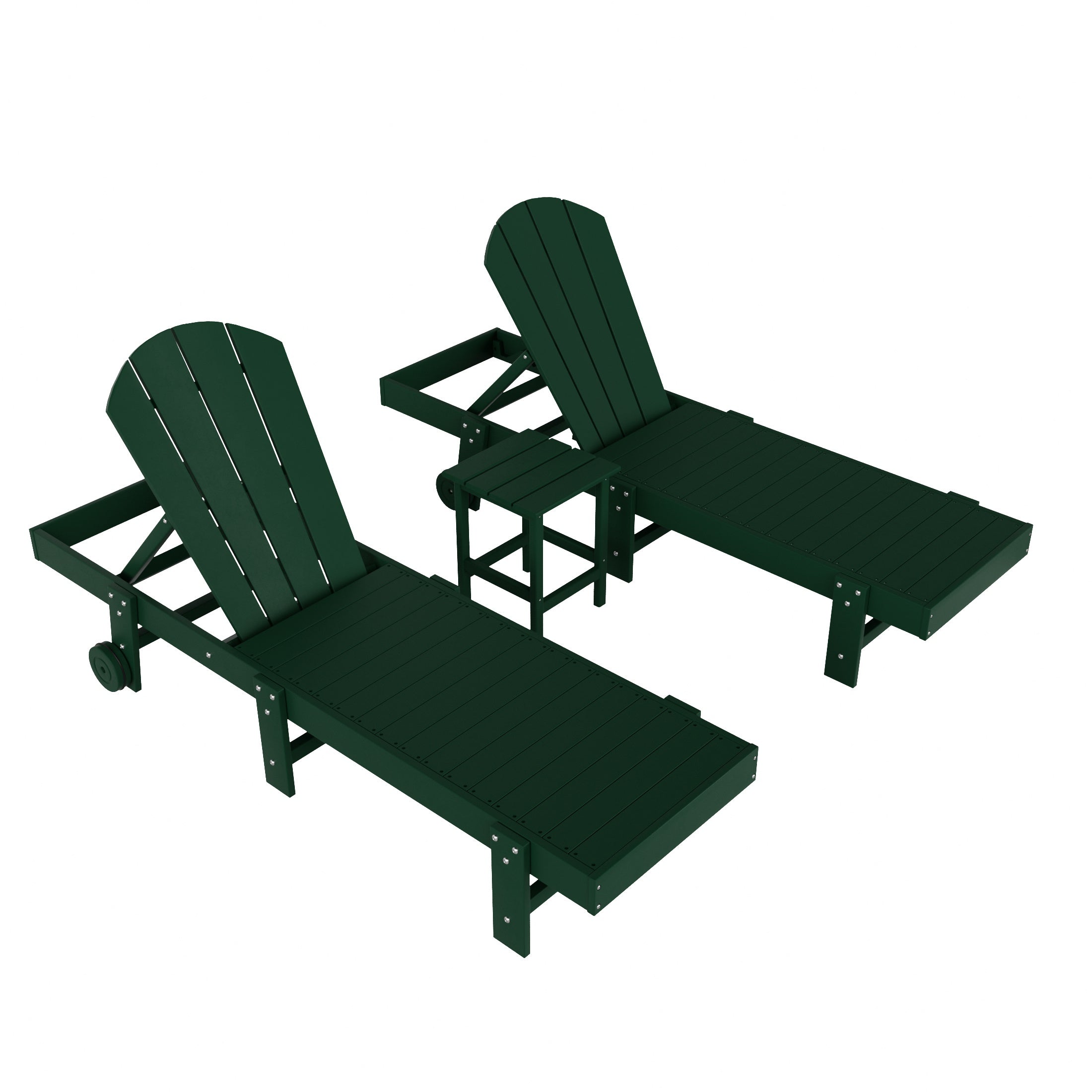 Paradise 3 Piece Poly Reclining Chaise Lounge With Wheels