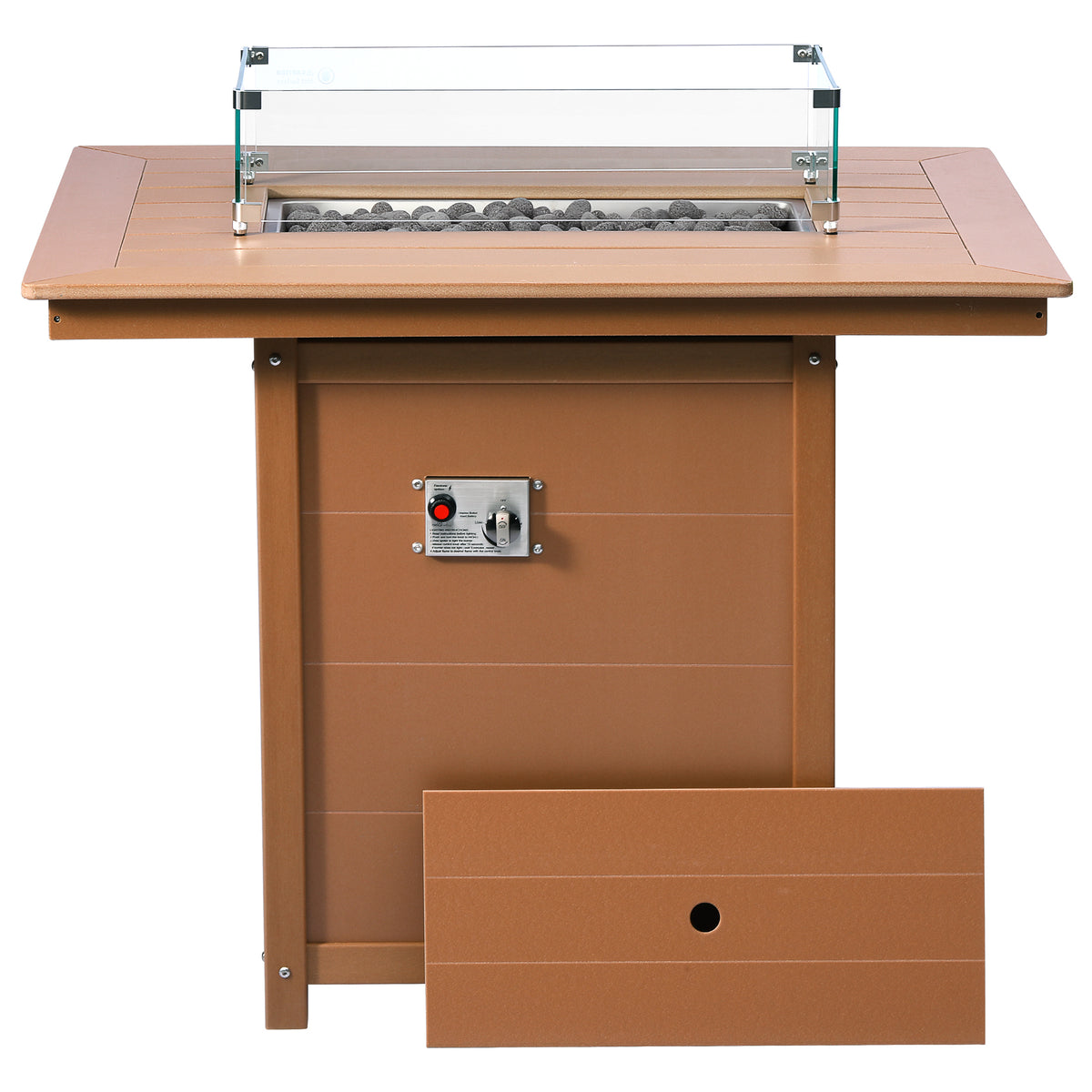Sol 46" Modern Outdoor Patio Gas Propane Rectangle Fire Pit Table