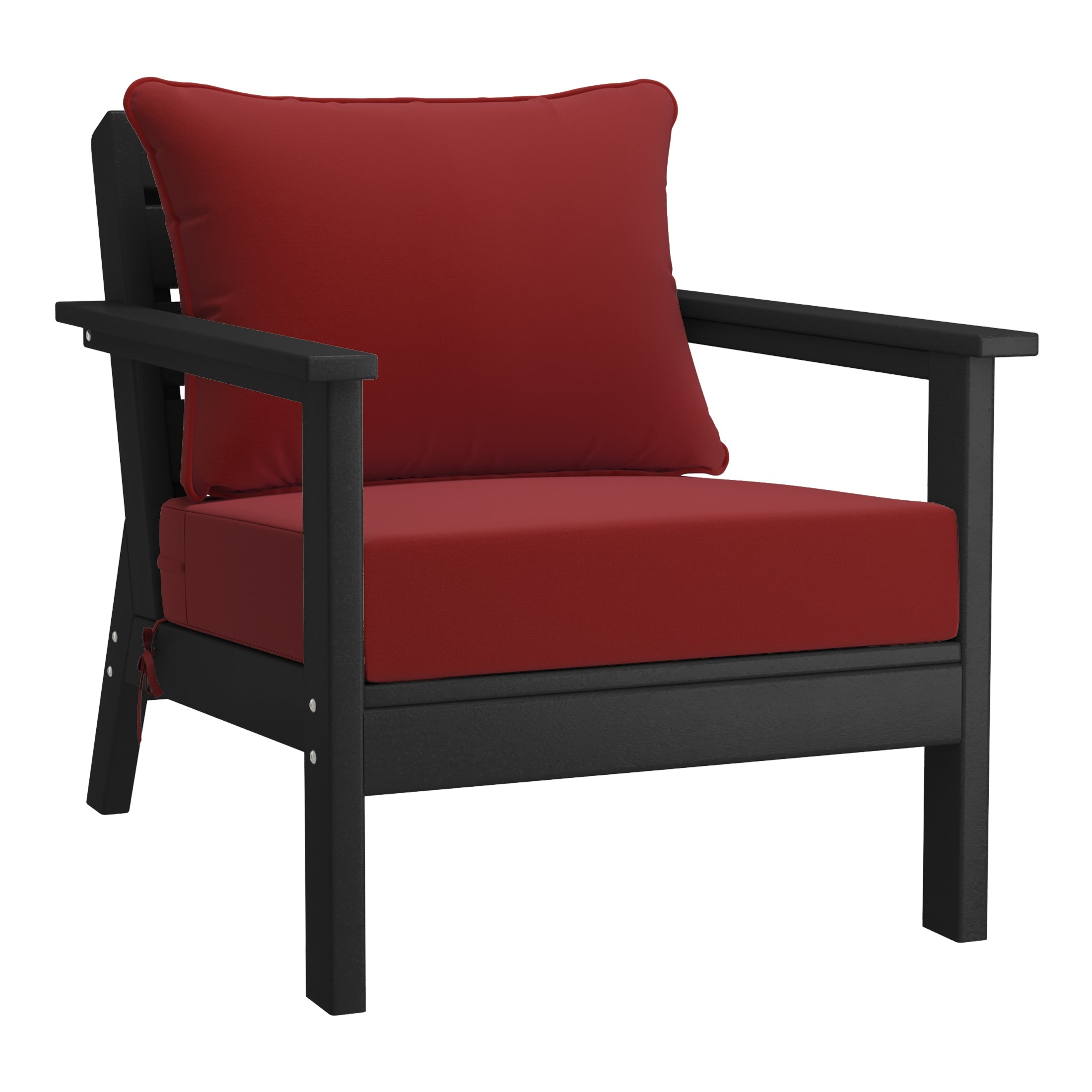 Portsmouth Outdoor Modern HDPE Patio Club Chairs with Deep Seat Cushions (Set of 2)