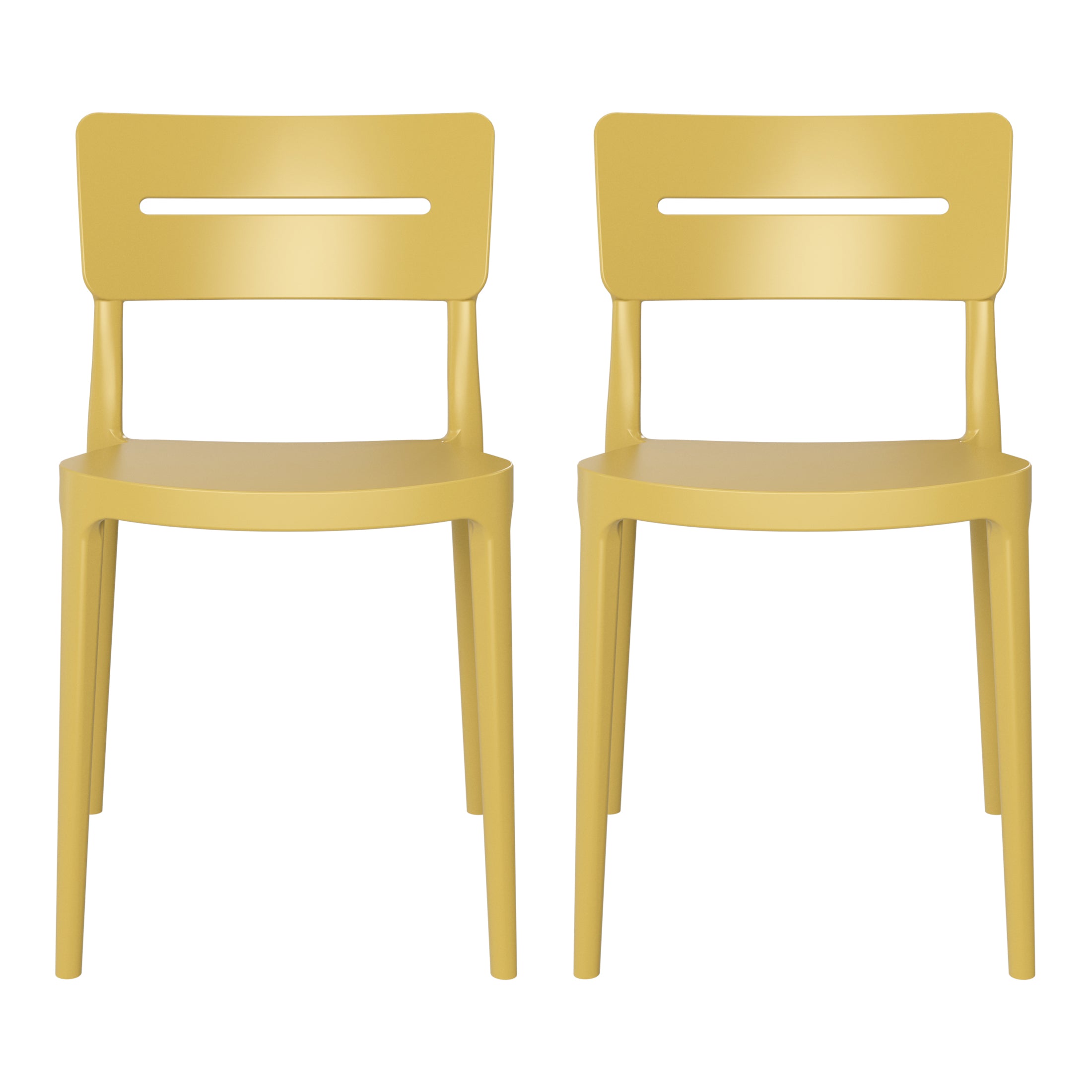 Sunshine Outdoor Modern Stackable Plastic Patio Dining Chairs (Set of 2)