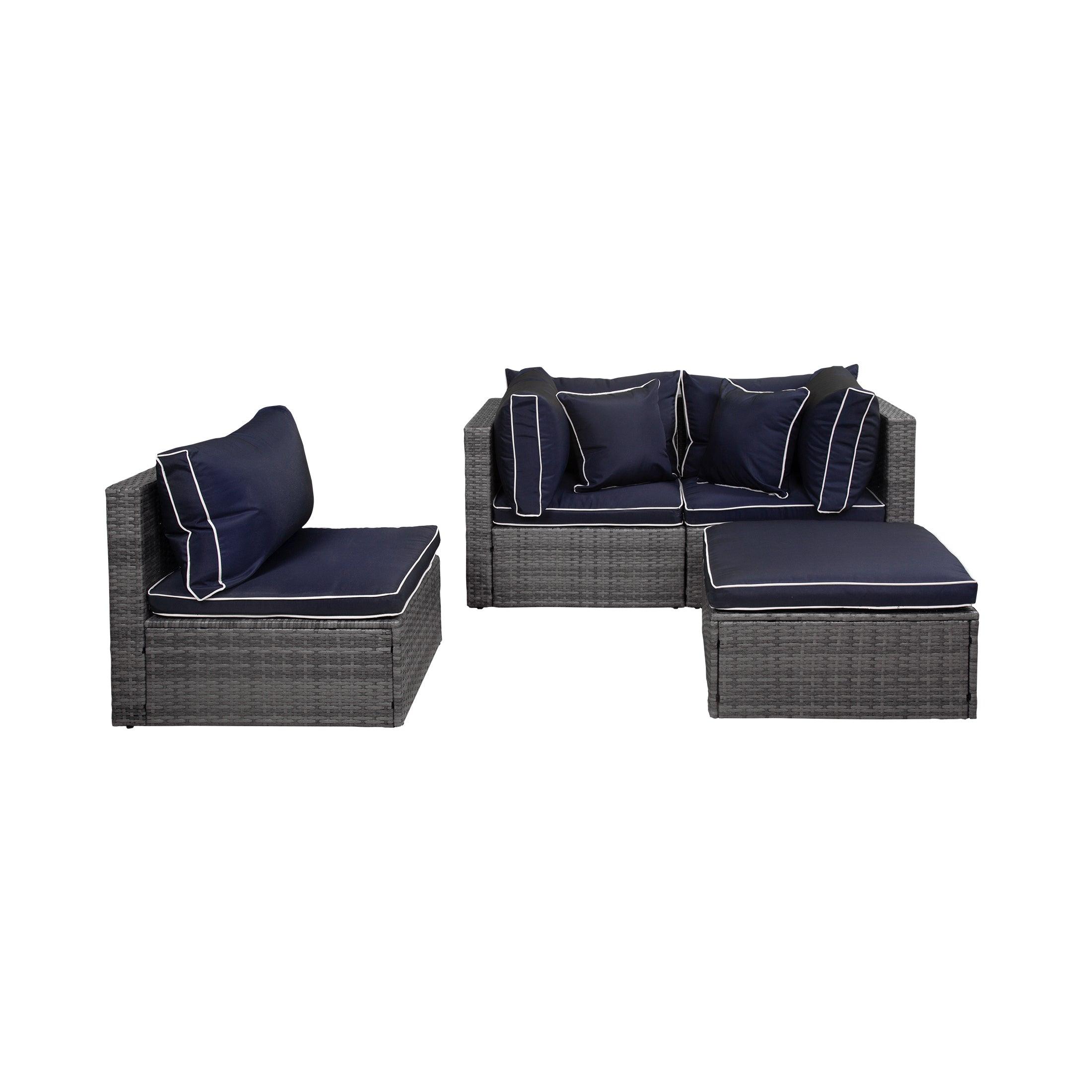 London 4-Piece Outdoor Rattan Wicker Sectional Sofa Furniture Set - Costaelm