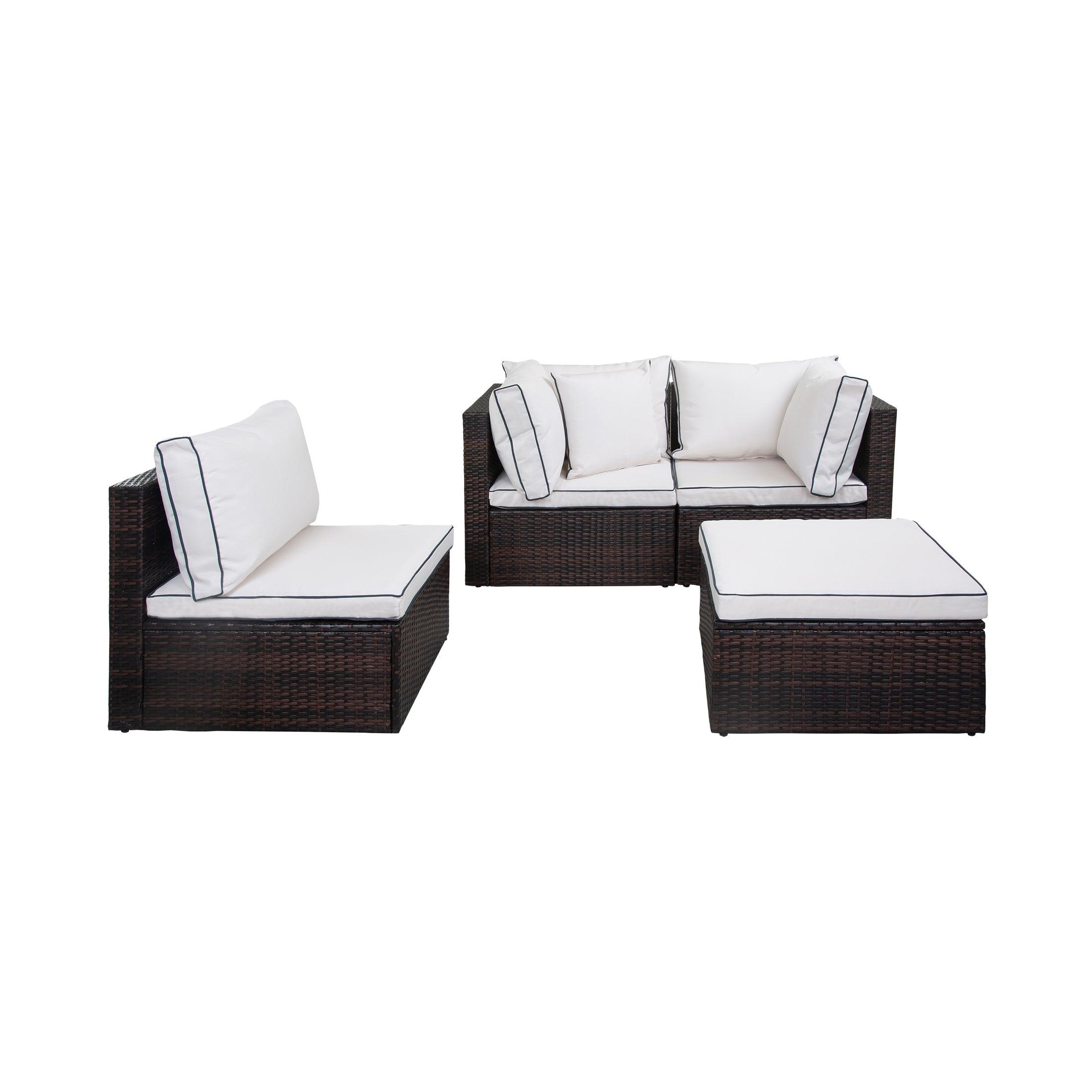 London 4-Piece Outdoor Rattan Wicker Sectional Sofa Furniture Set - Costaelm