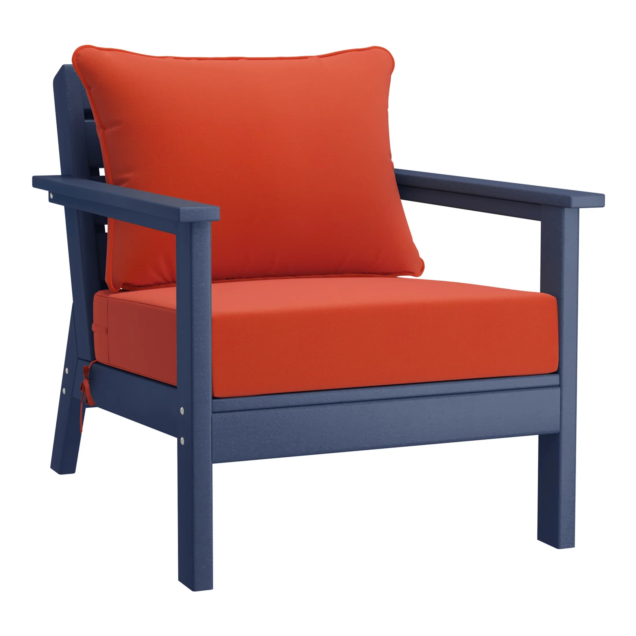 Portsmouth Outdoor Modern HDPE Patio Club Chairs with Deep Seat Cushions (Set of 2)