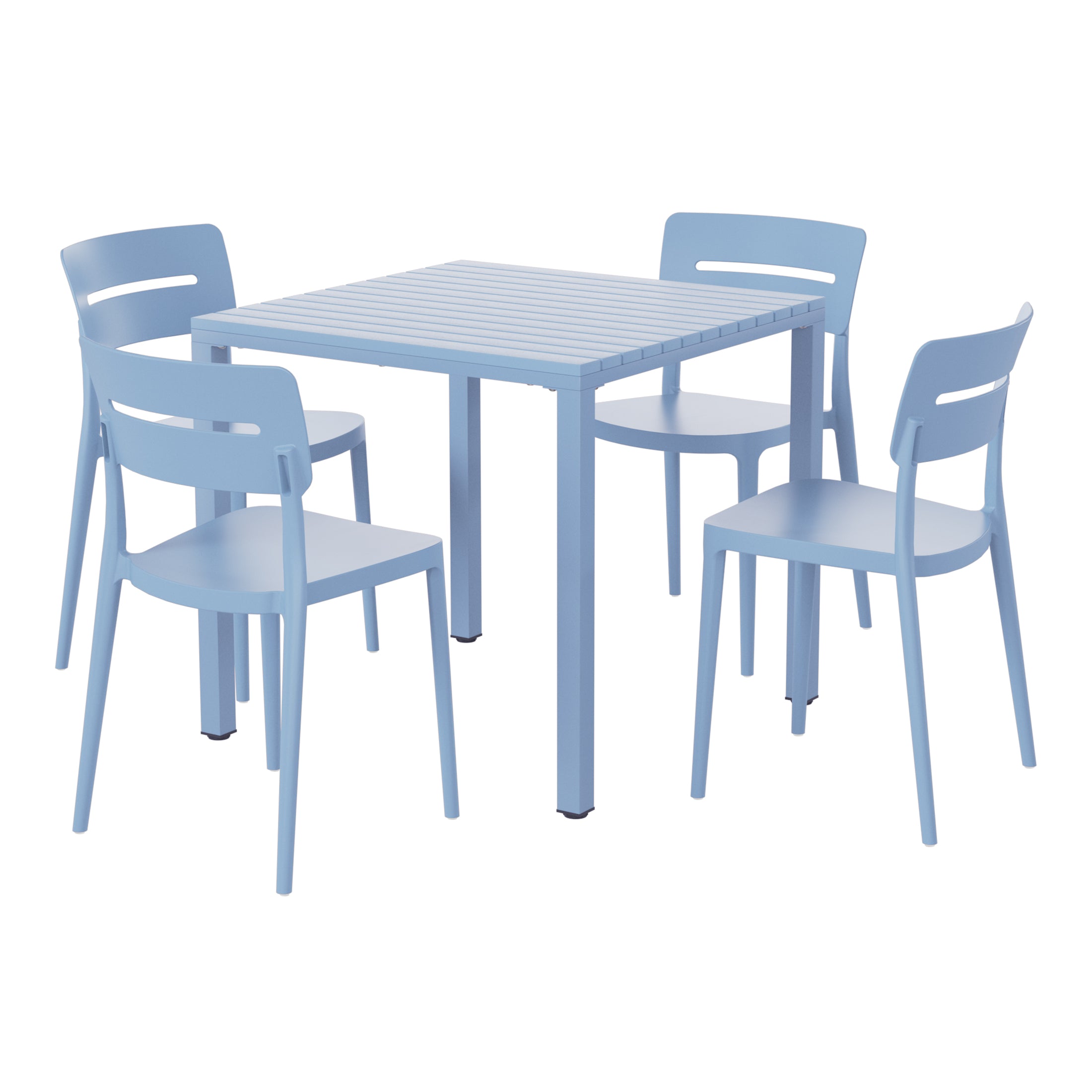 Sunshine 5-Piece Outdoor Metal Frame Dining Table Patio Set with Stackable Patio Dining Chairs