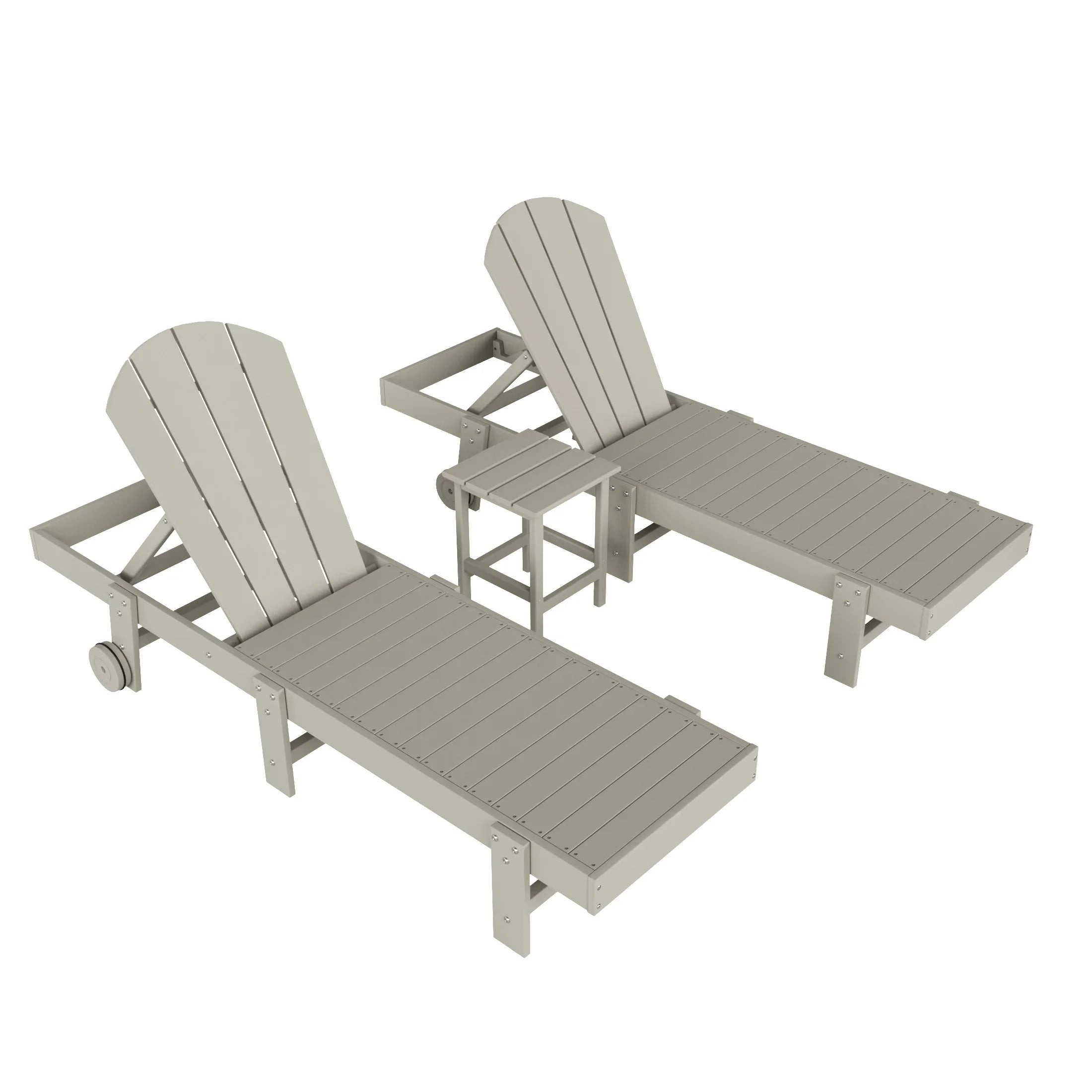 Paradise 3 Piece Poly Reclining Chaise Lounge With Wheels
