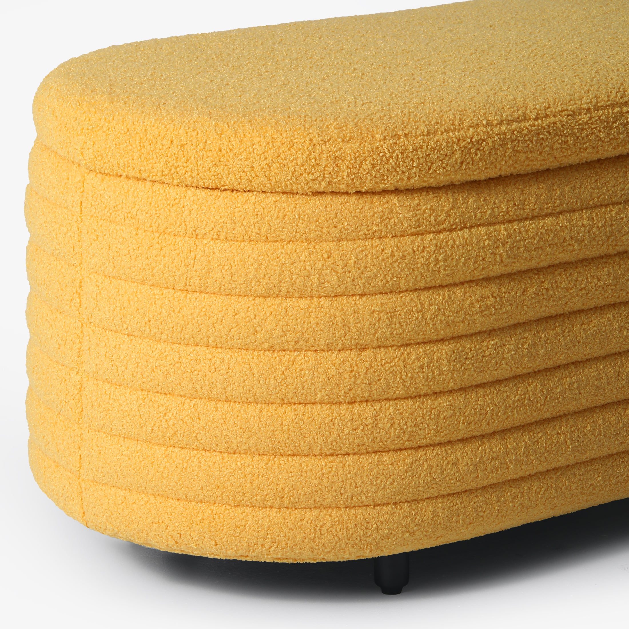 Celine 54" Wide Mid-Century Modern Upholstered Teddy Sherpa Tufted Oval Storage Ottoman Bench