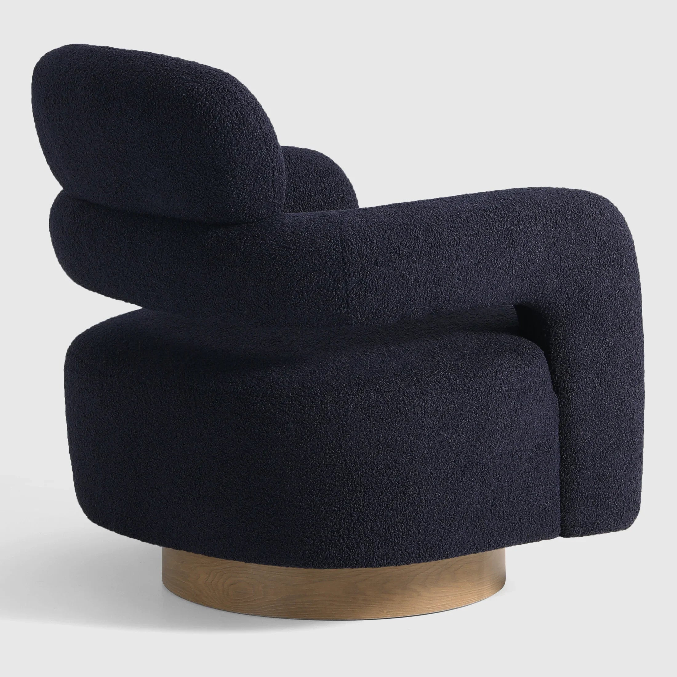 Celine Mid-Century Modern Sherpa Swivel Barrel Accent Chair With Storage Ottoman