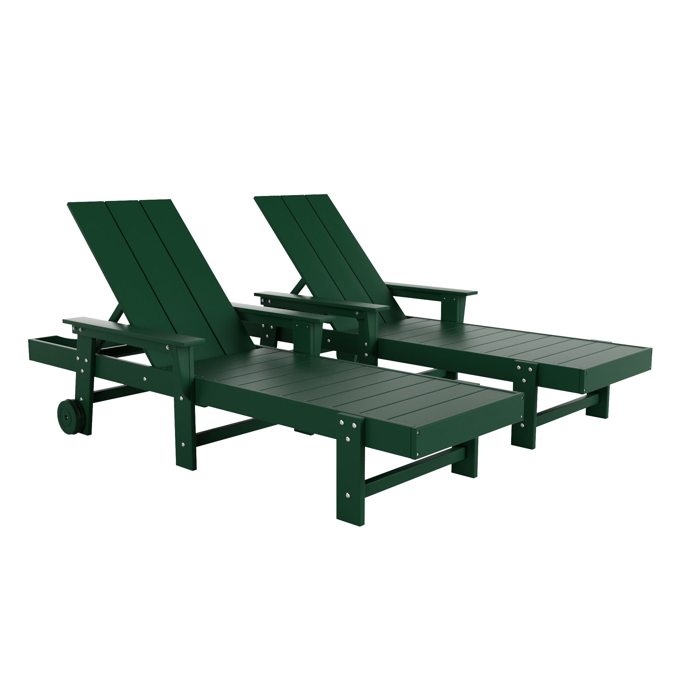 Palms 2 Piece Reclining Chaise Lounge With Arms & Wheels