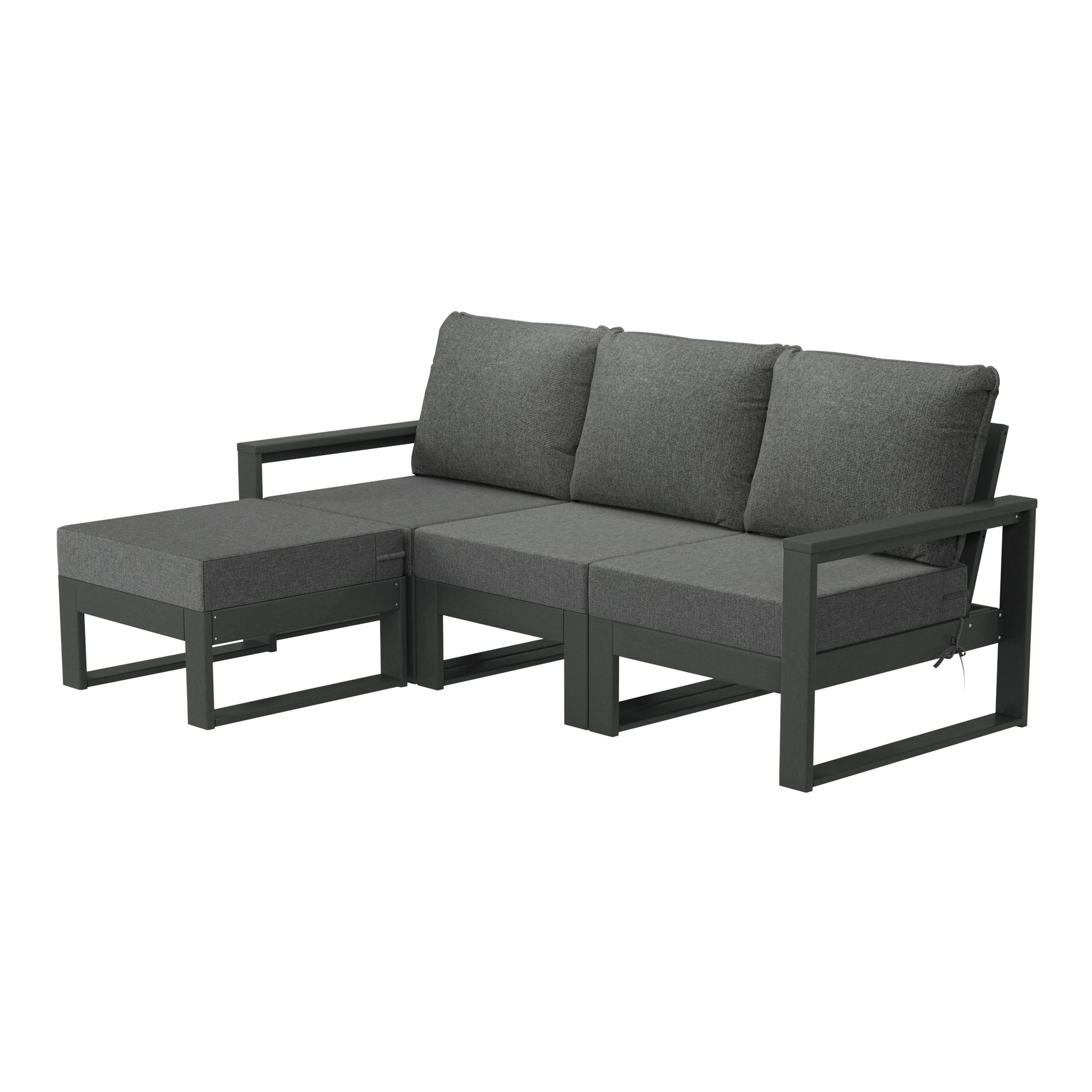 Rockaway 4-Piece Outdoor HDPE All-Weather Modern Deep Seating Patio Sofa Sectional Set with Waterproof Cushions