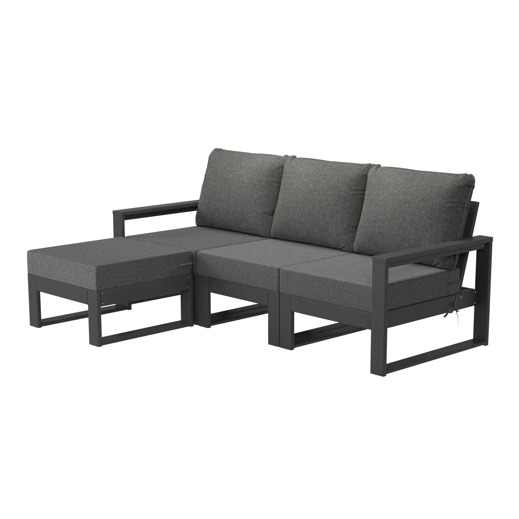 Rockaway 4-Piece Outdoor HDPE All-Weather Modern Deep Seating Patio Sofa Sectional Set with Waterproof Cushions