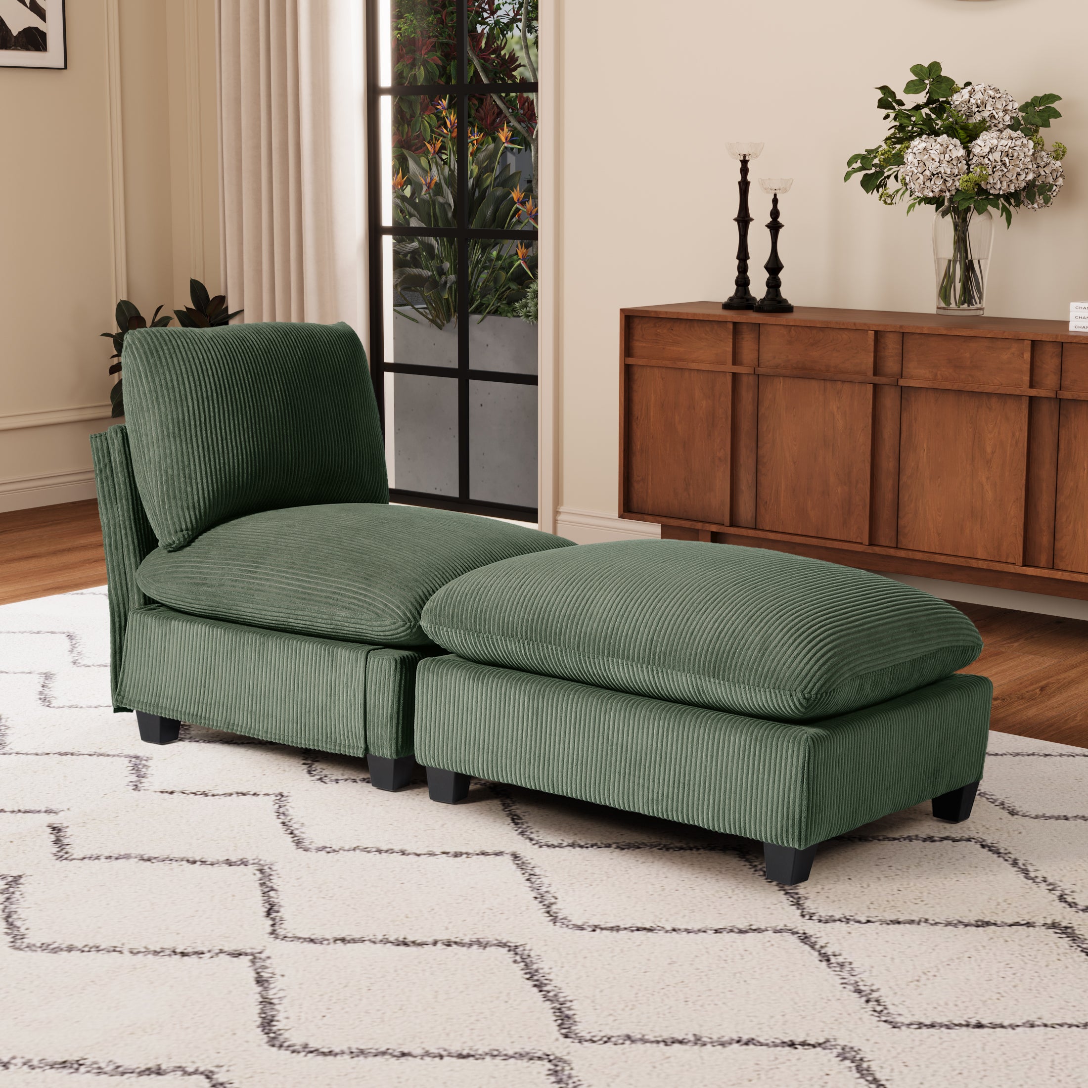 Ava 68.5" Corduroy Upholstered Indoor Chaise Lounge Chair