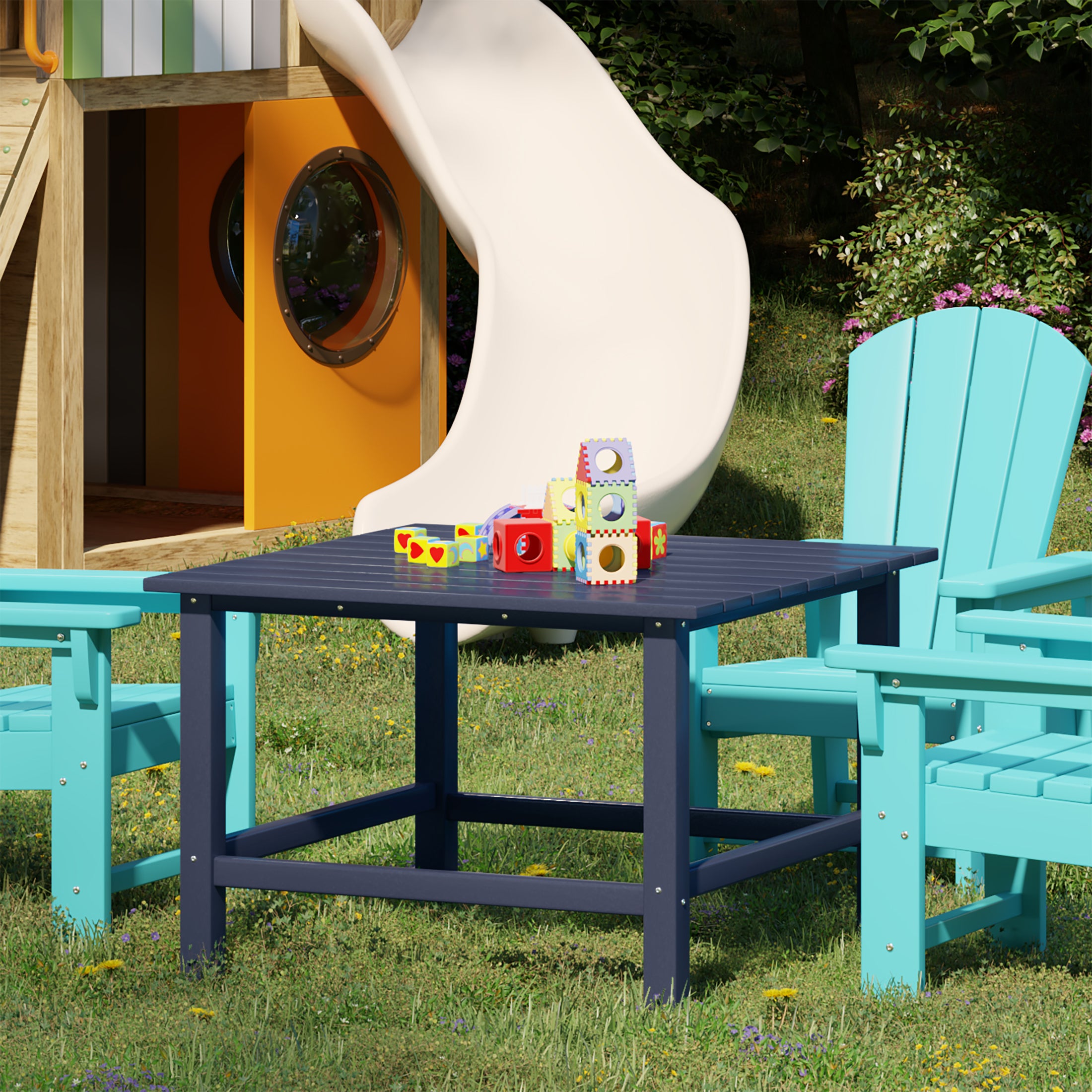 Paradise Kids Outdoor Patio Furniture HDPE 30" Wide Square Dining Table