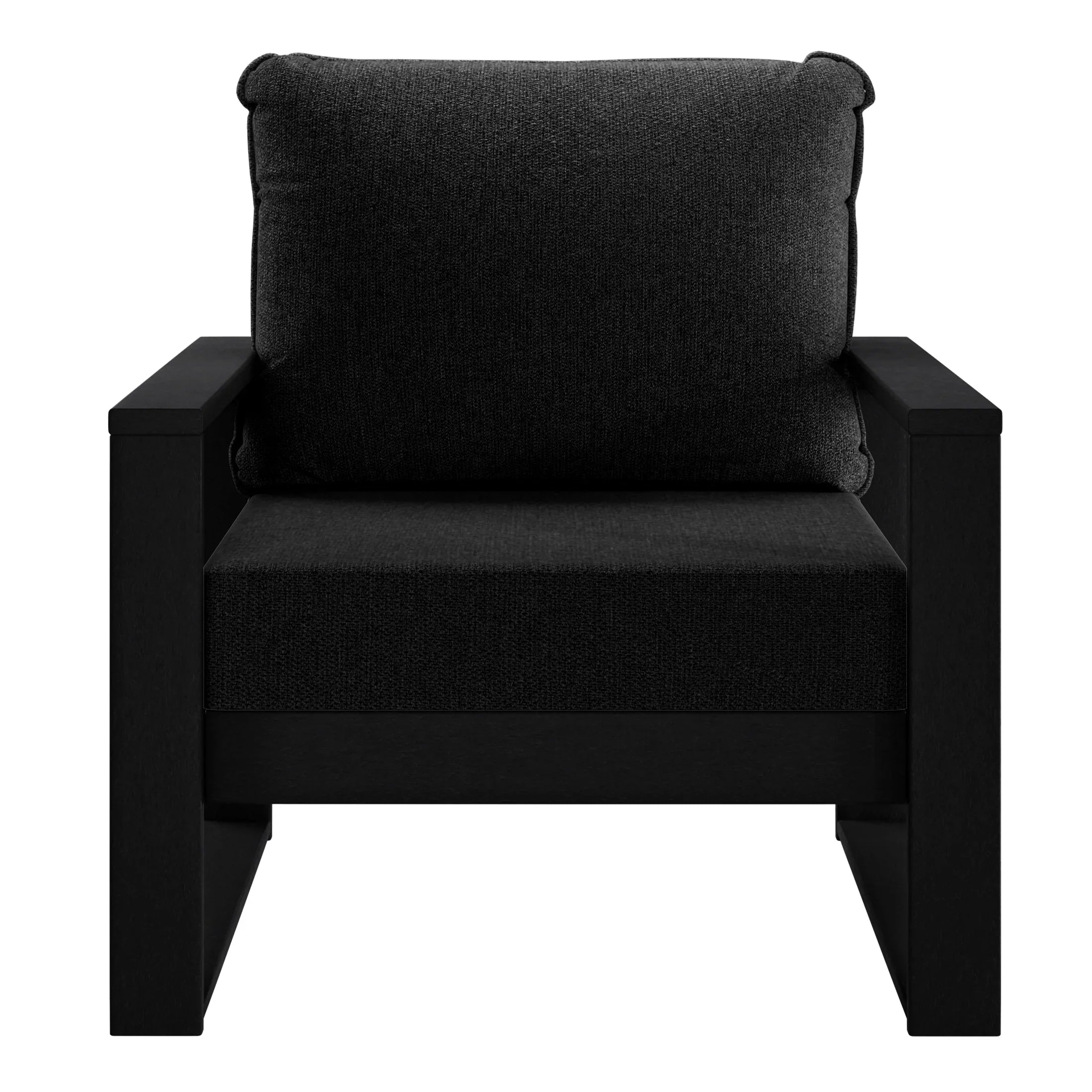 Rockaway Outdoor Modern HDPE Patio Club Chair with Waterproof Deep Seat Cushions
