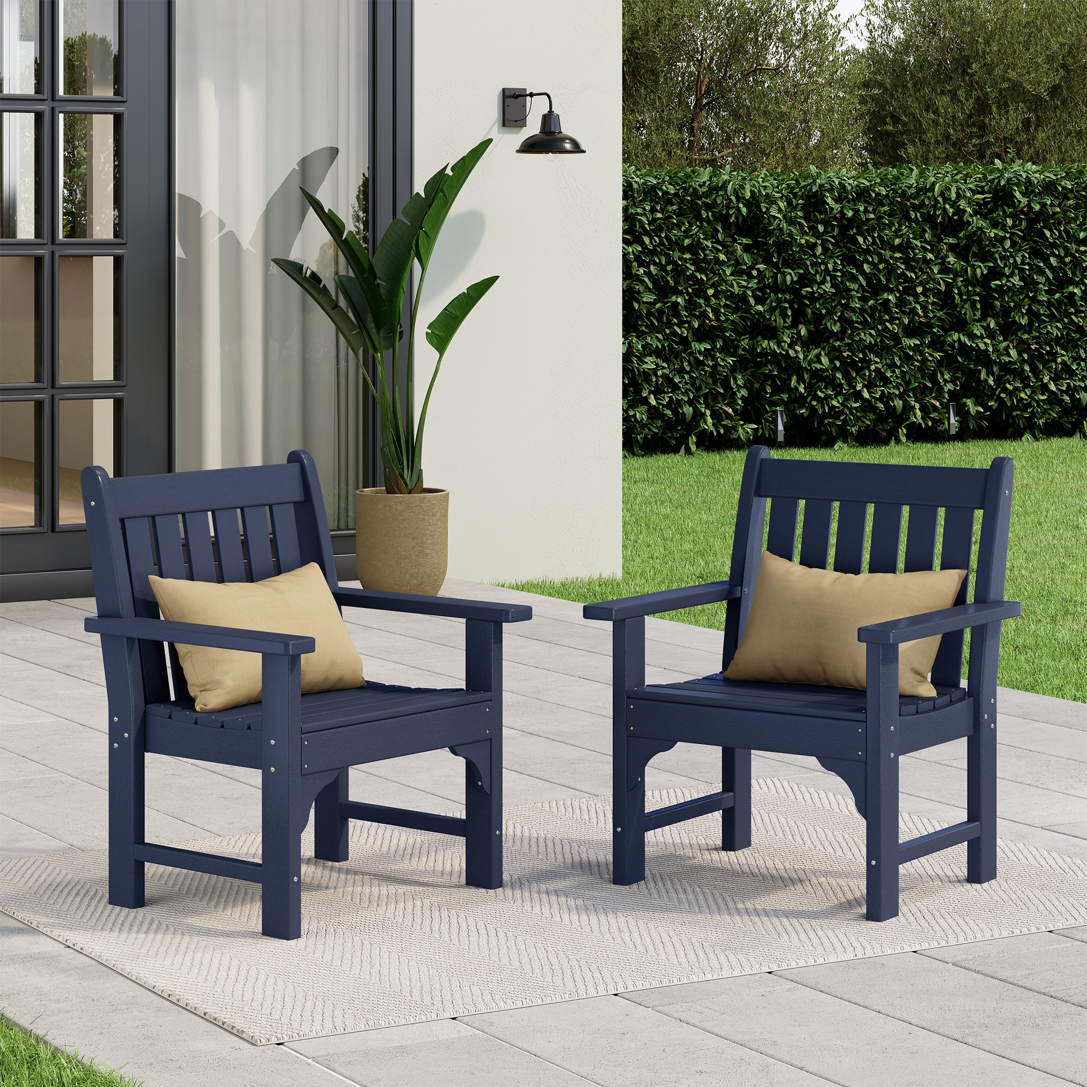 Paradise Outdoor Patio HDPE Adirondack Dining Arm Chairs (Set of 2)