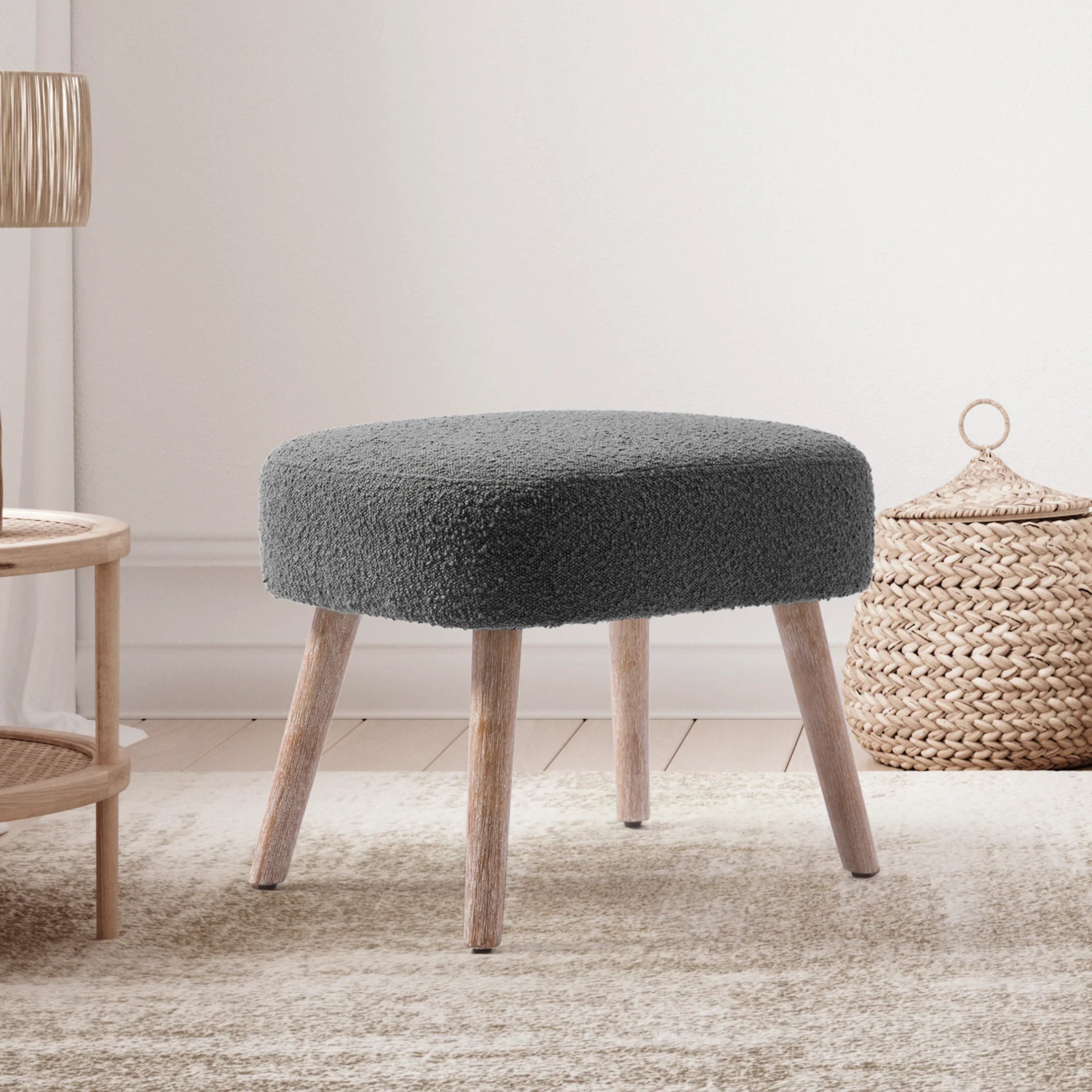 Amélie 21" Wide Square Upholstered Cushion Ottoman Foot Stool