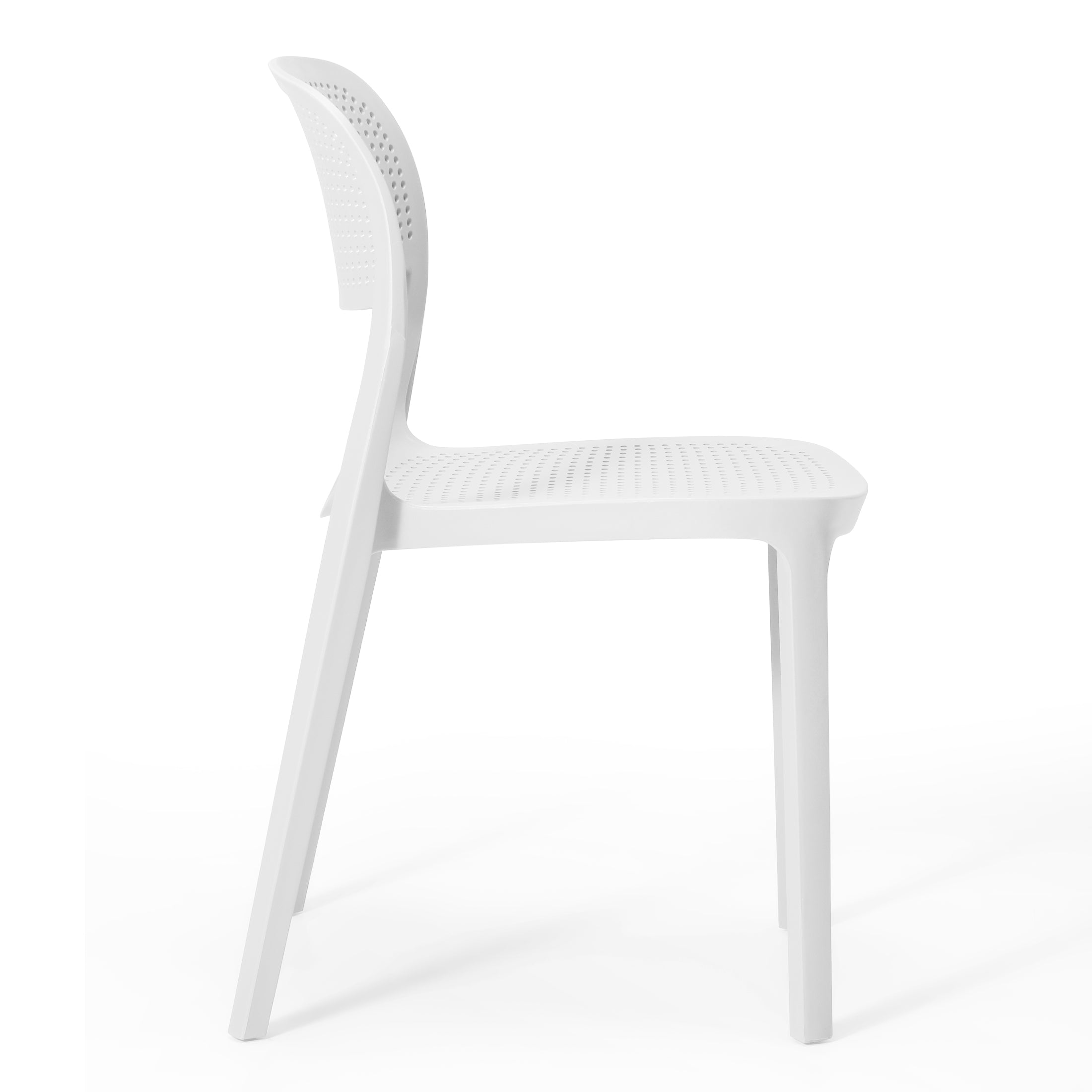 Sunshine 3-Piece Round Metal Bistro Dining Table Set And Stackable Resin Patio Dining Side Chairs