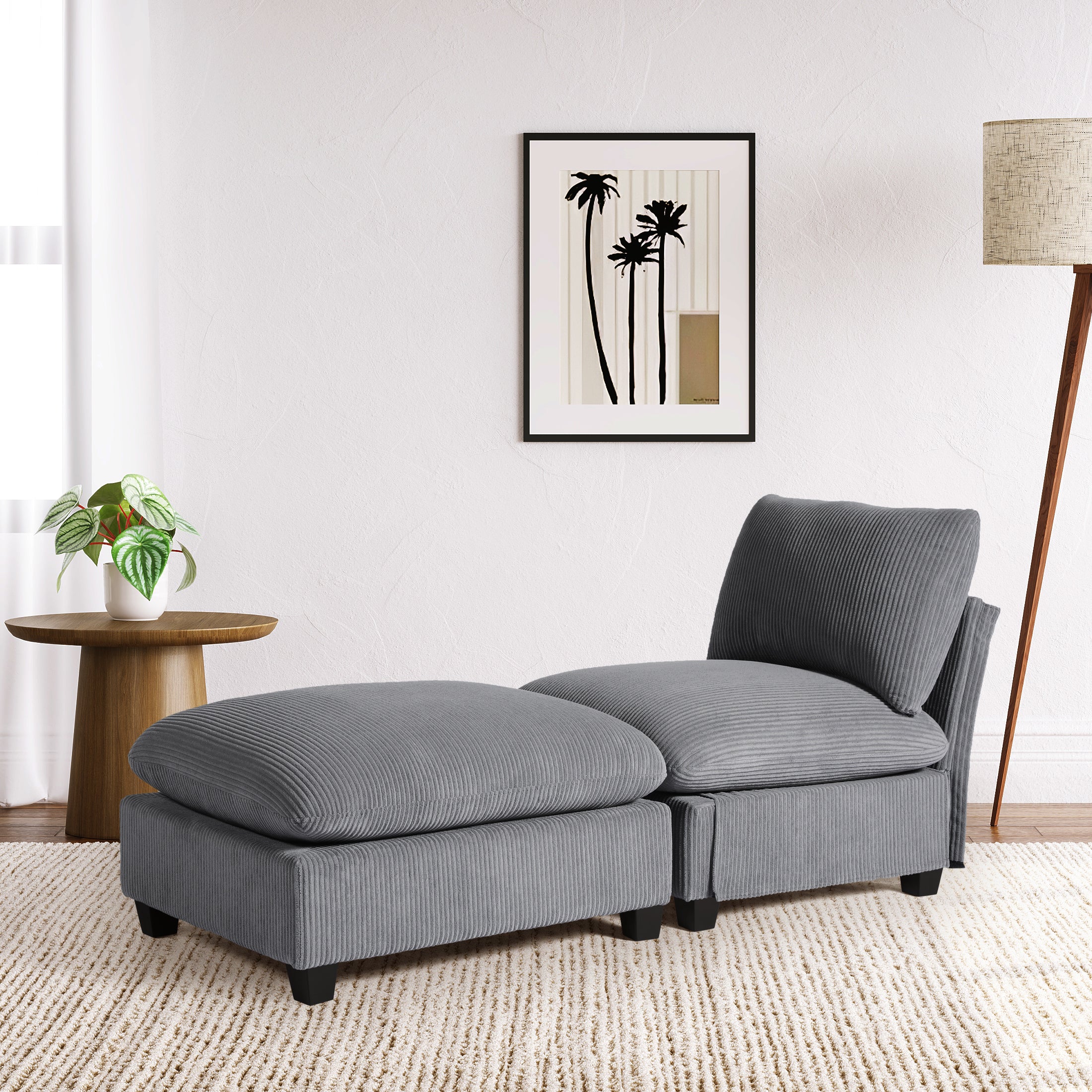 Ava 68.5" Corduroy Upholstered Indoor Chaise Lounge Chair