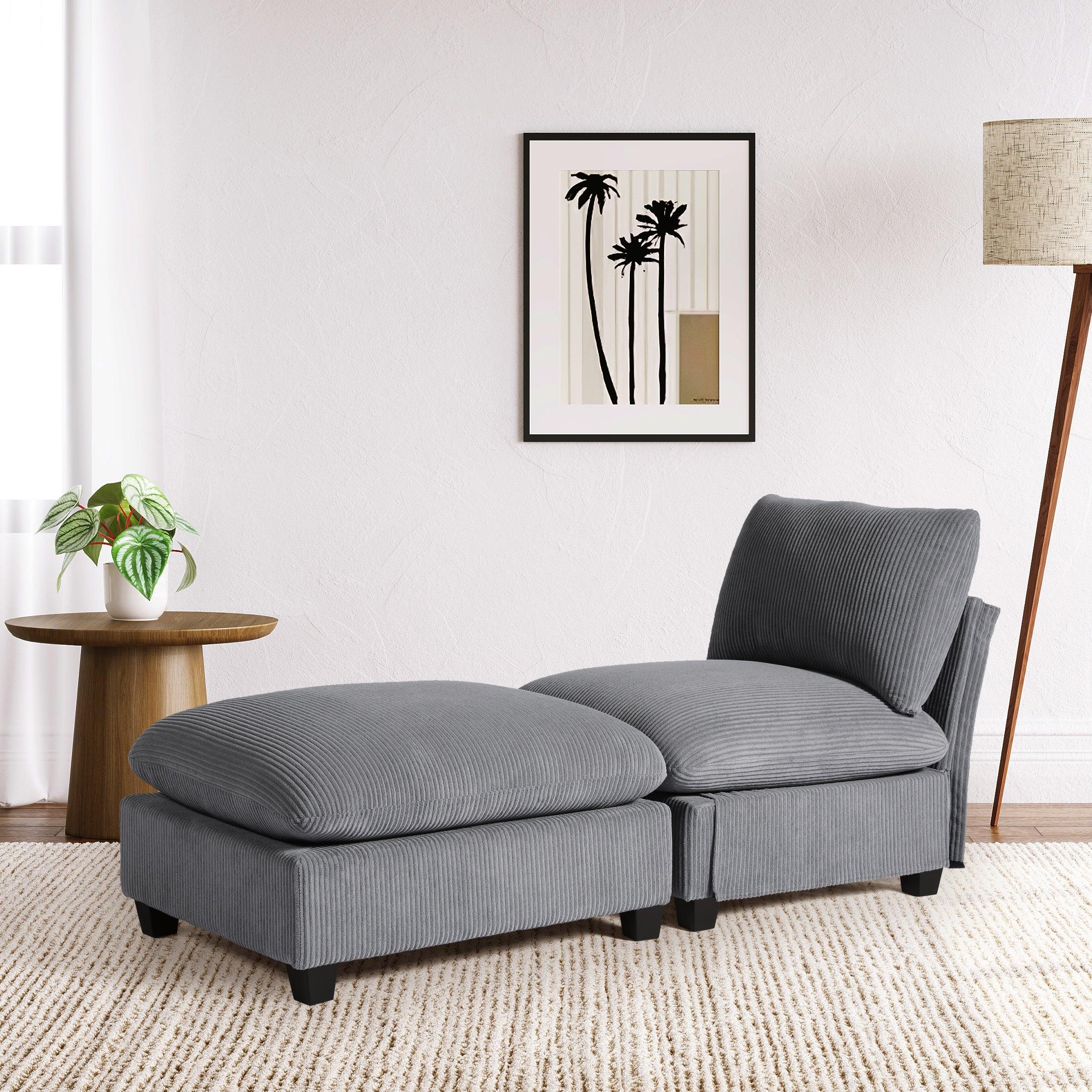 Ava 68.5" Corduroy Upholstered Indoor Chaise Lounge Chair
