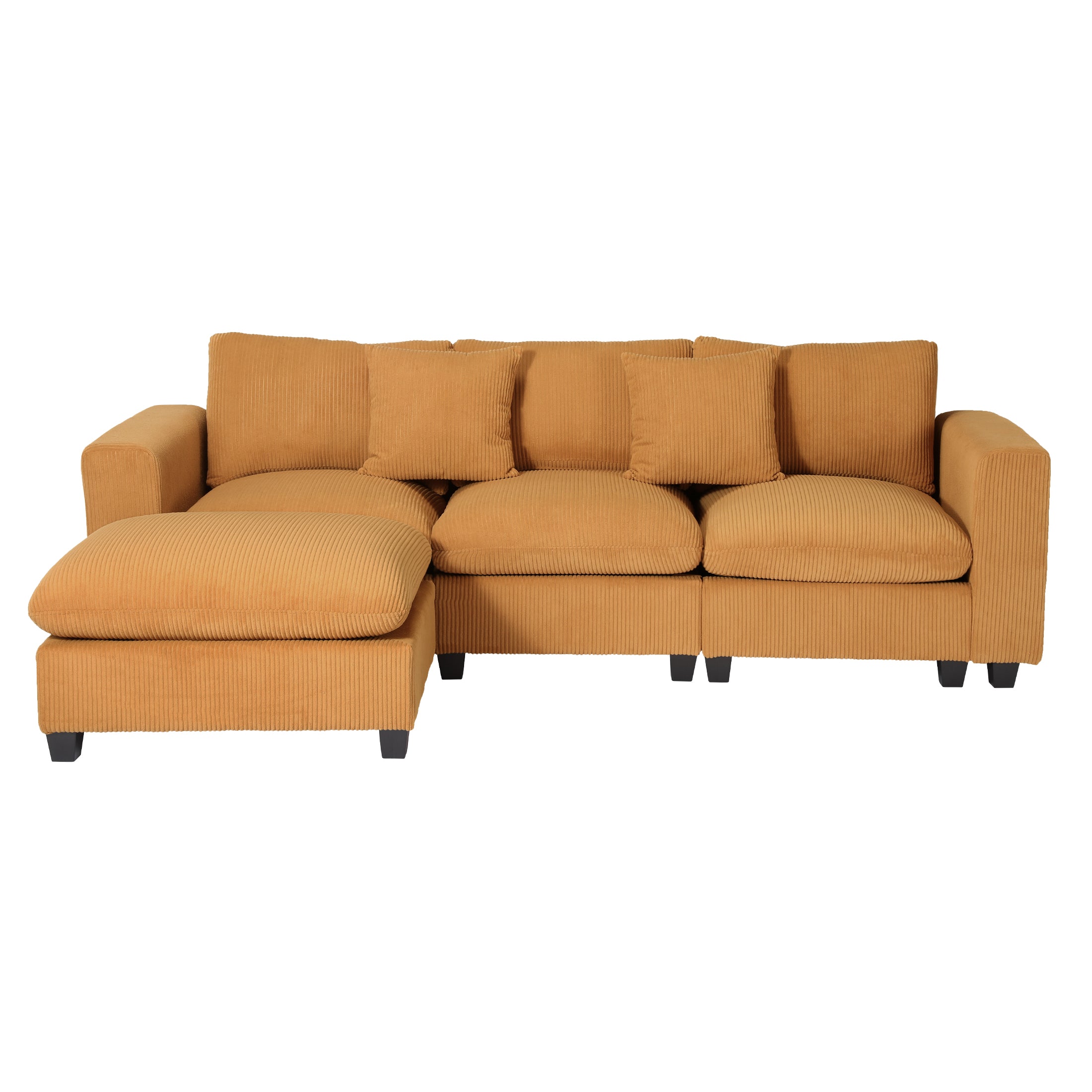 Ava 99" Modular Corduroy L-Shaped Sectional Sofa and Chaise With USB/Type-C Ports and Side Pockets