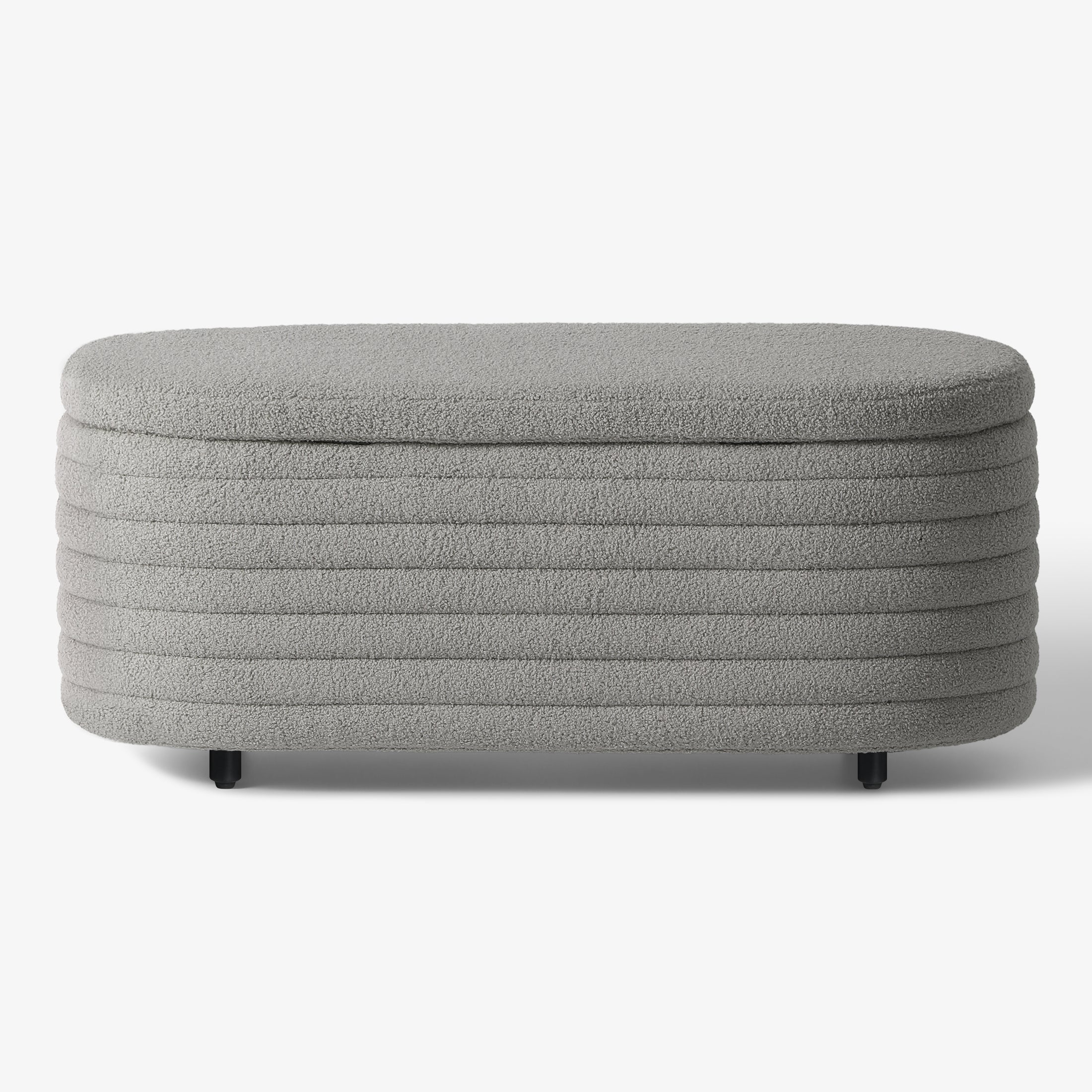 Celine 42" Wide Mid-Century Modern Upholstered Teddy Sherpa Tufted Oval Storage Ottoman Bench