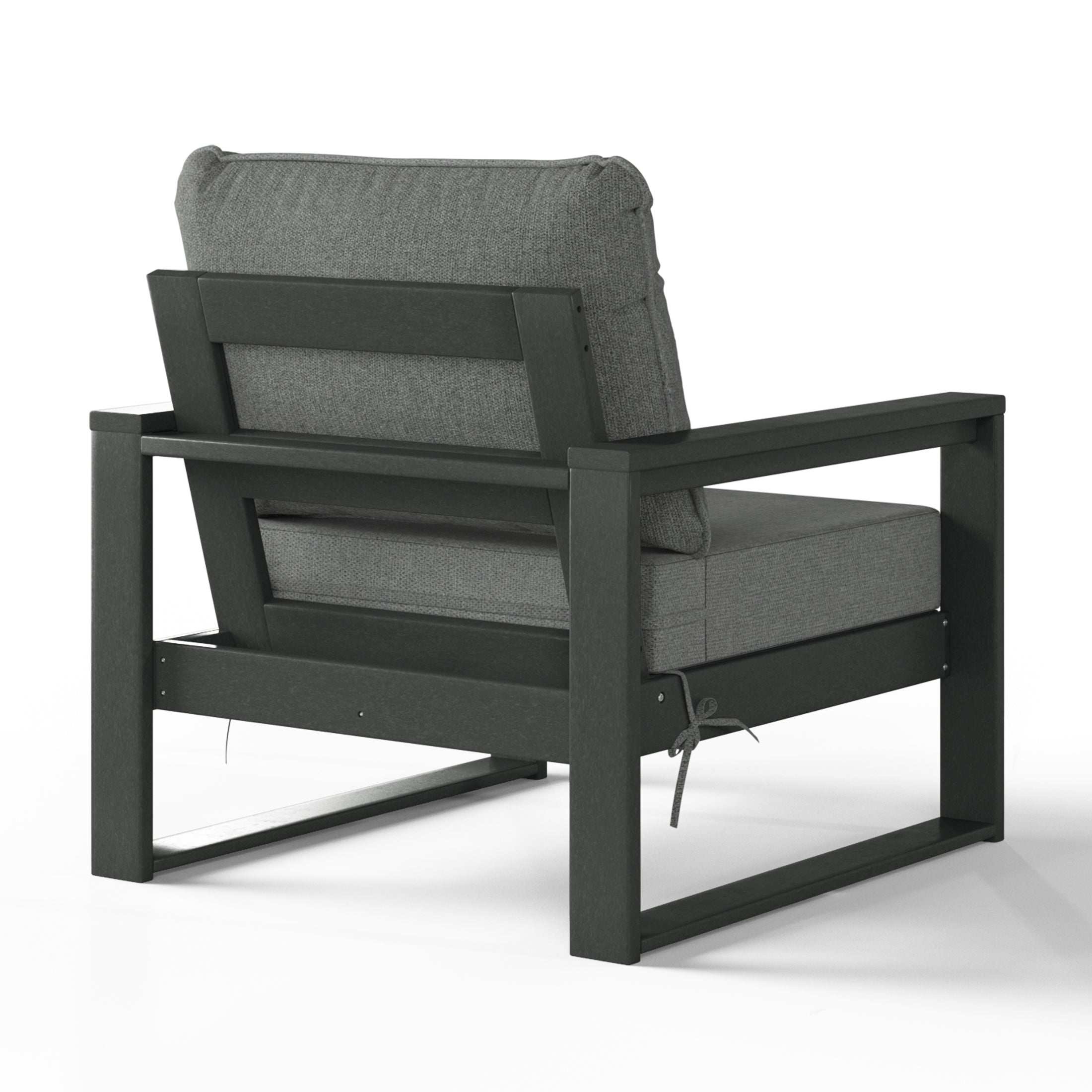 Rockaway Outdoor Modern HDPE Patio Club Chair with Waterproof Deep Seat Cushions