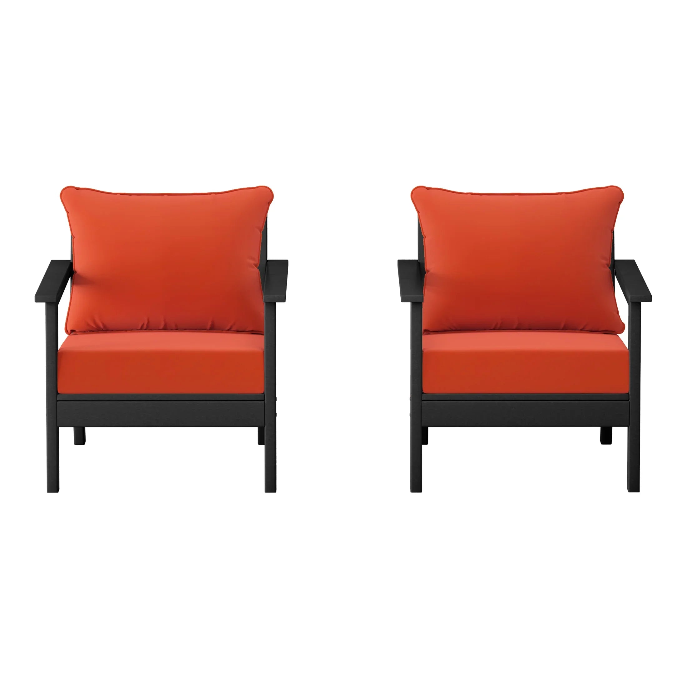 Portsmouth Outdoor Modern HDPE Patio Club Chairs with Deep Seat Cushions (Set of 2)