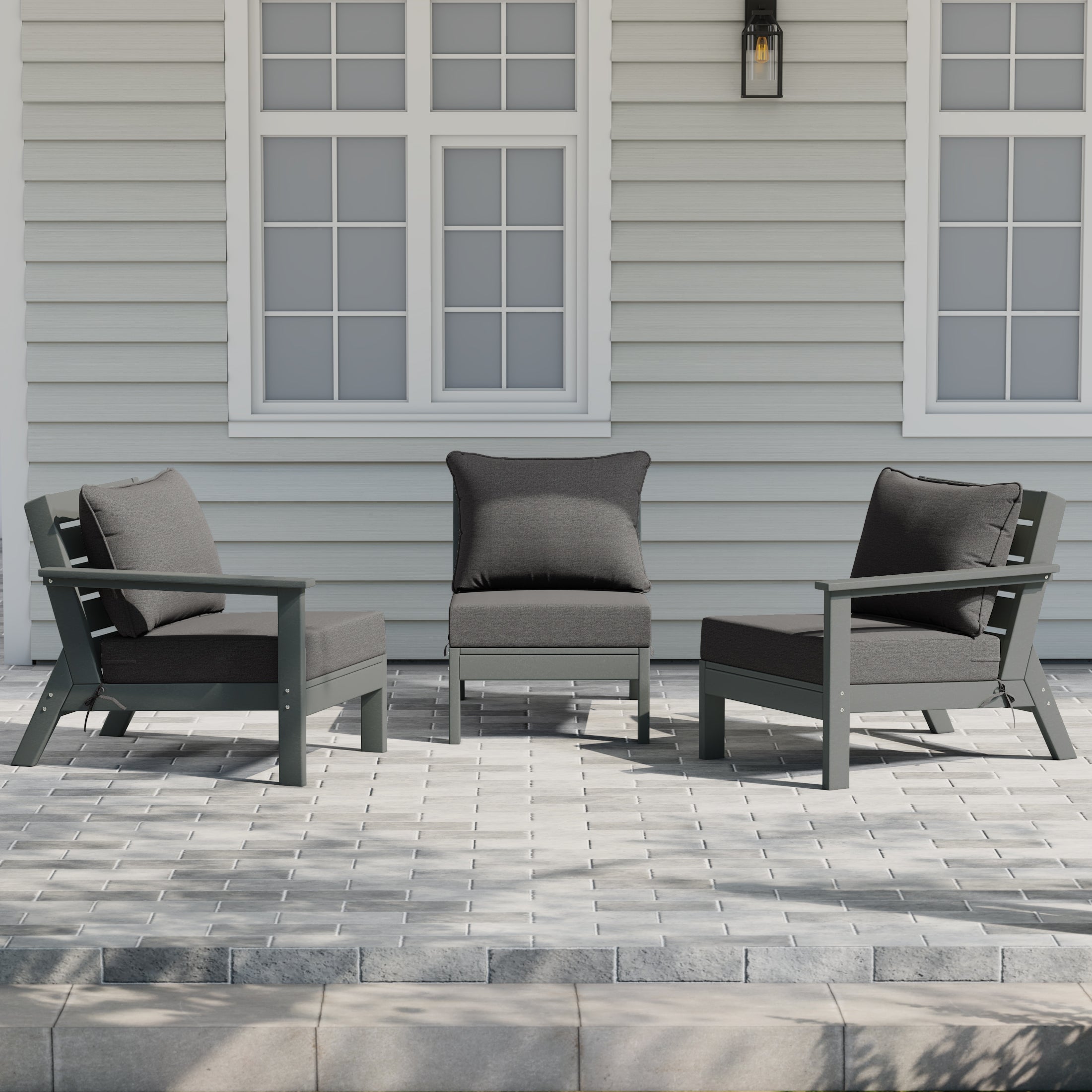 Portsmouth Outdoor Patio HDPE Sectional Sofa with Patio Cushions