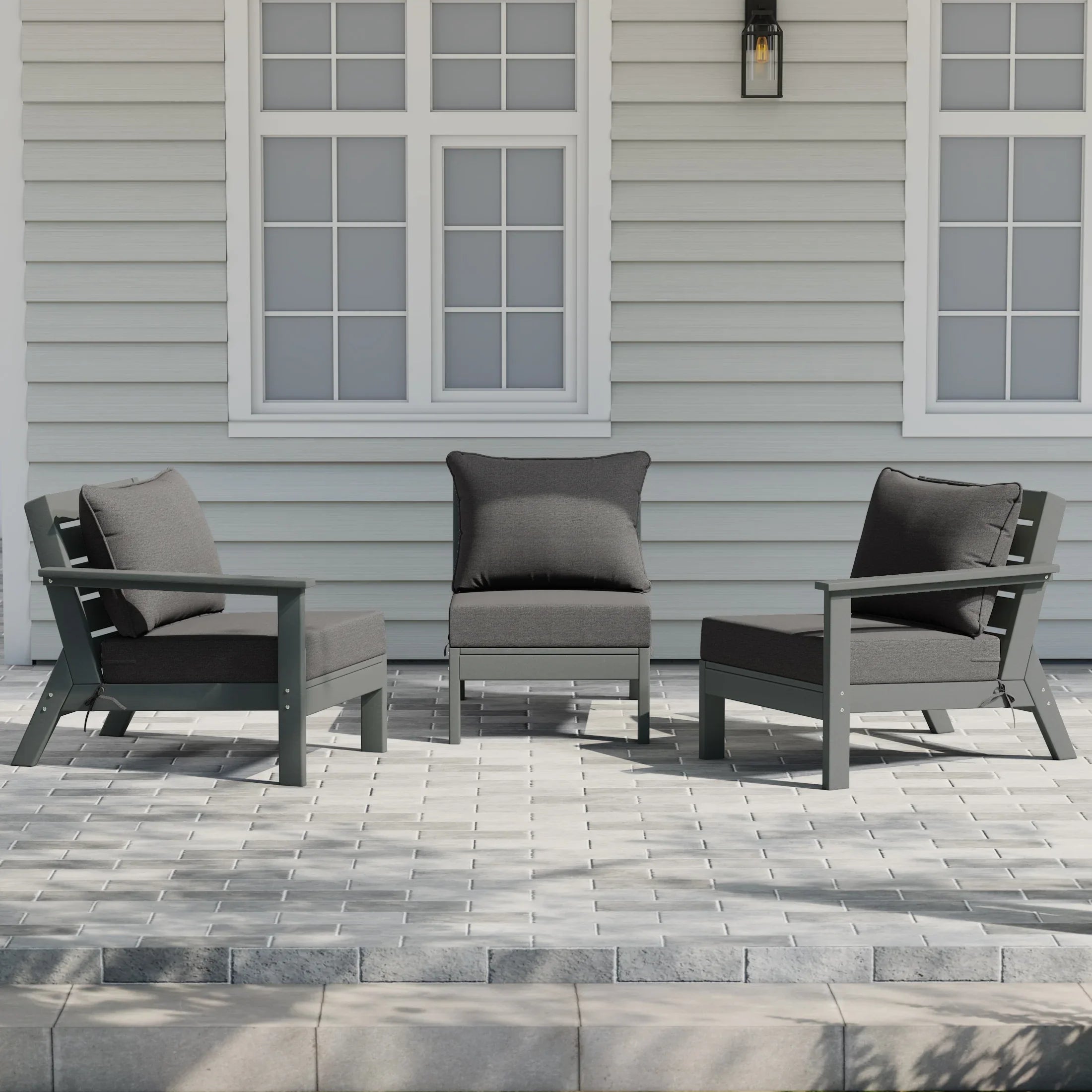 Portsmouth Outdoor Patio HDPE Sectional Sofa with Patio Cushions
