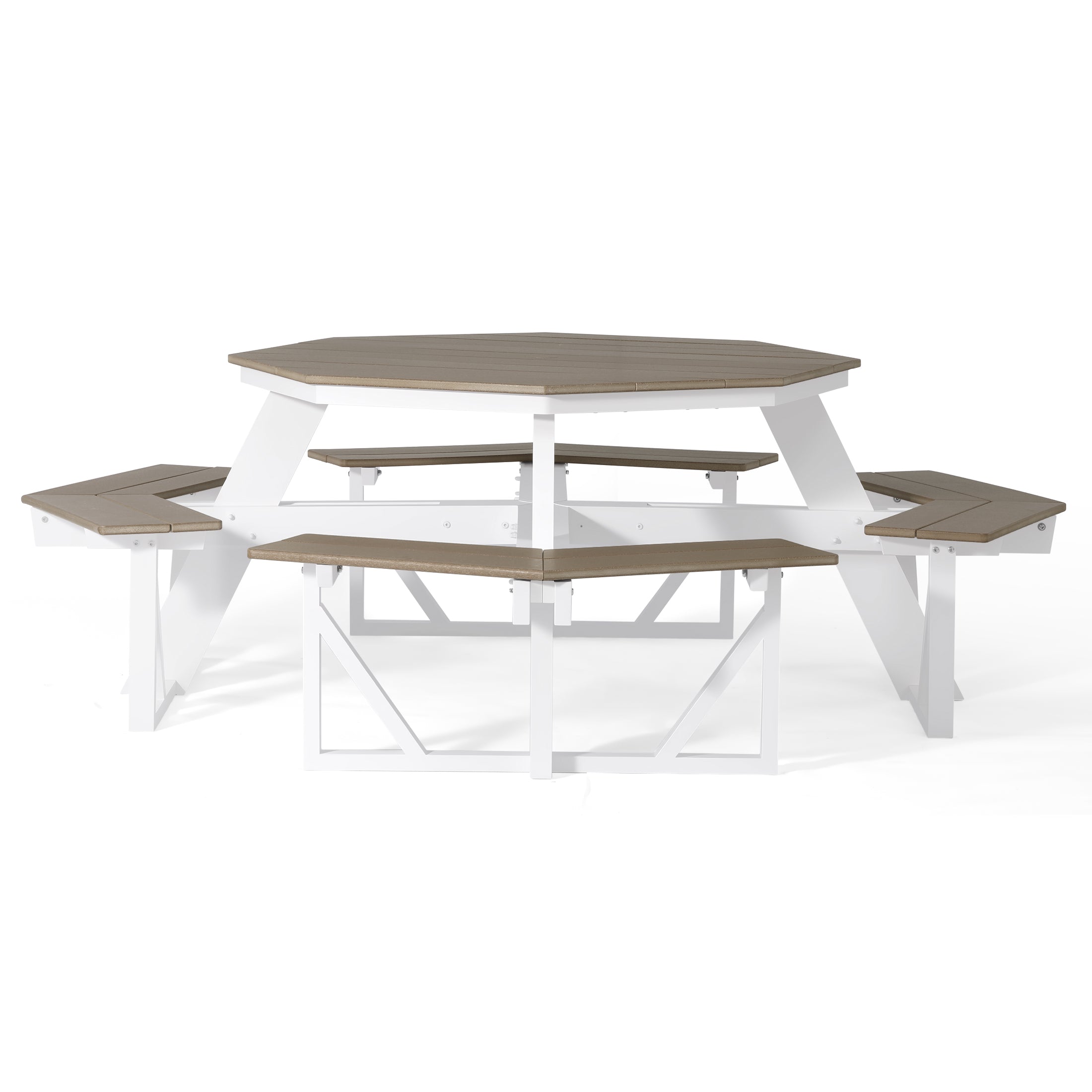 Macon Outdoor 48" HDPE 8-Person Patio Octagon Picnic Table