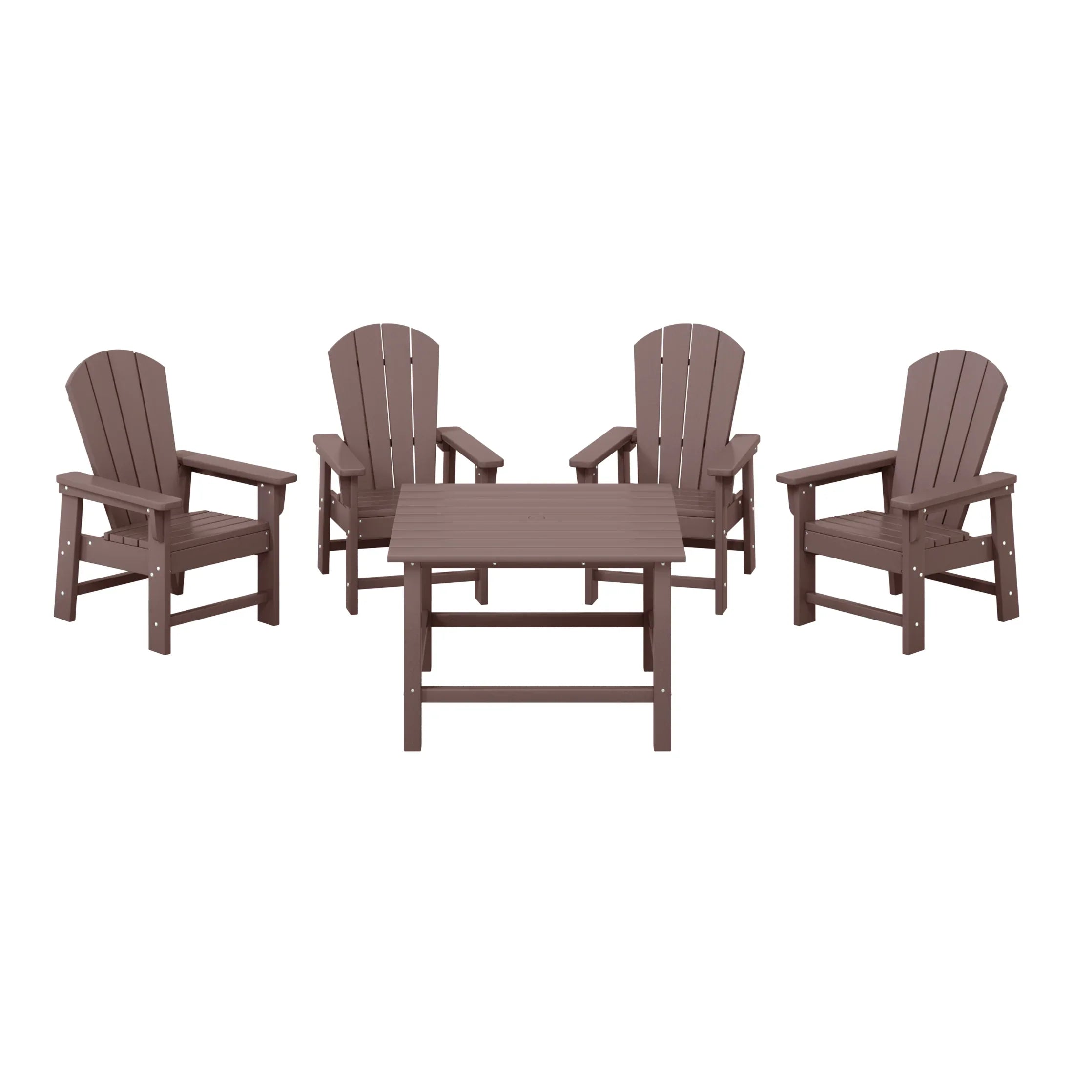 Paradise Kids 5-Piece HDPE Outdoor Square Patio Dining Table and Chairs Set