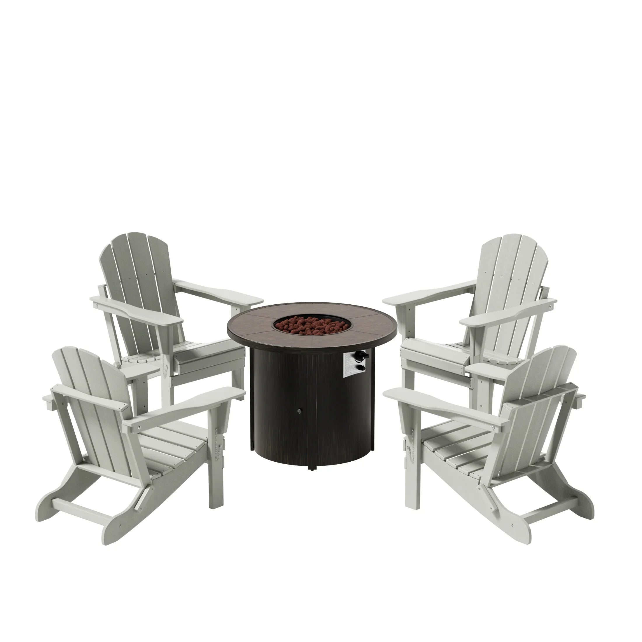 Paradise Malibu Outdoor Adirondack Folding Chair With Round Fire Pit Table
