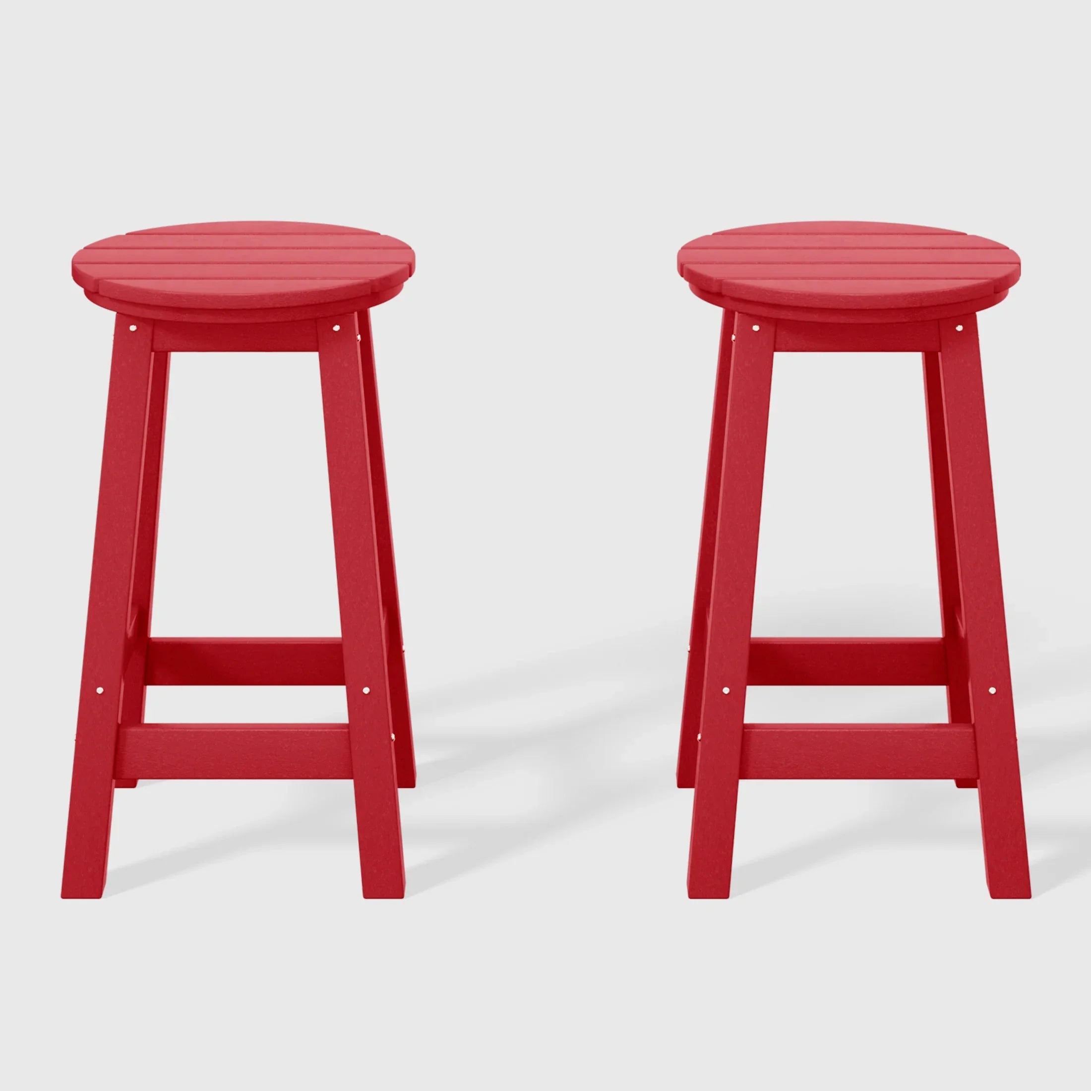 Paradise 24" HDPE Outdoor Patio Round Counter Height Bar Stool Set of 2