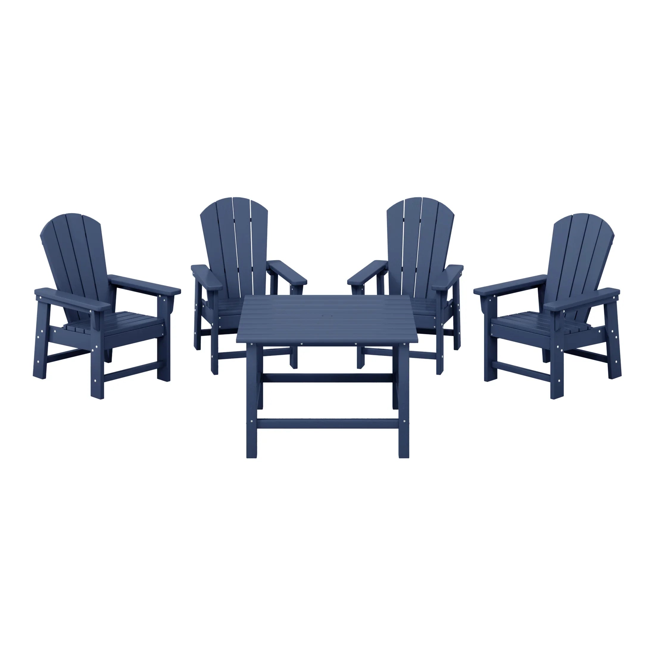 Paradise Kids 5-Piece HDPE Outdoor Square Patio Dining Table and Chairs Set