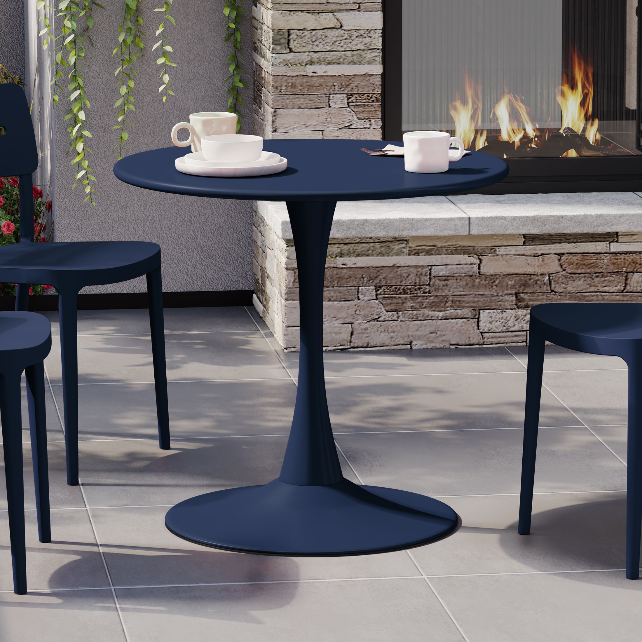 Sunshine 31.5" Round Outdoor Indoor Metal Cocktail Dining Table
