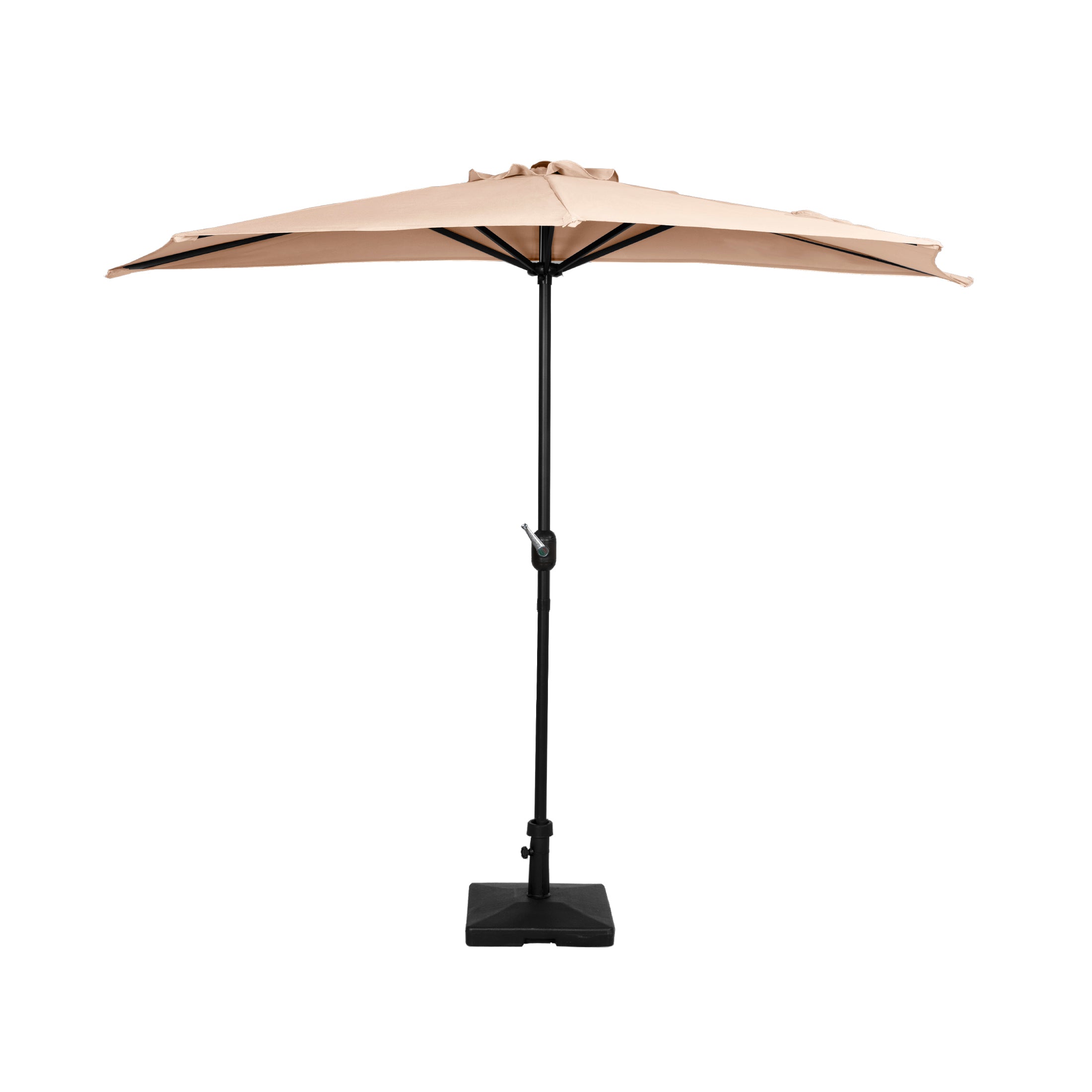 Easton 9 ft. Aluminum Half Market Crank Lift Patio Umbrella with Base