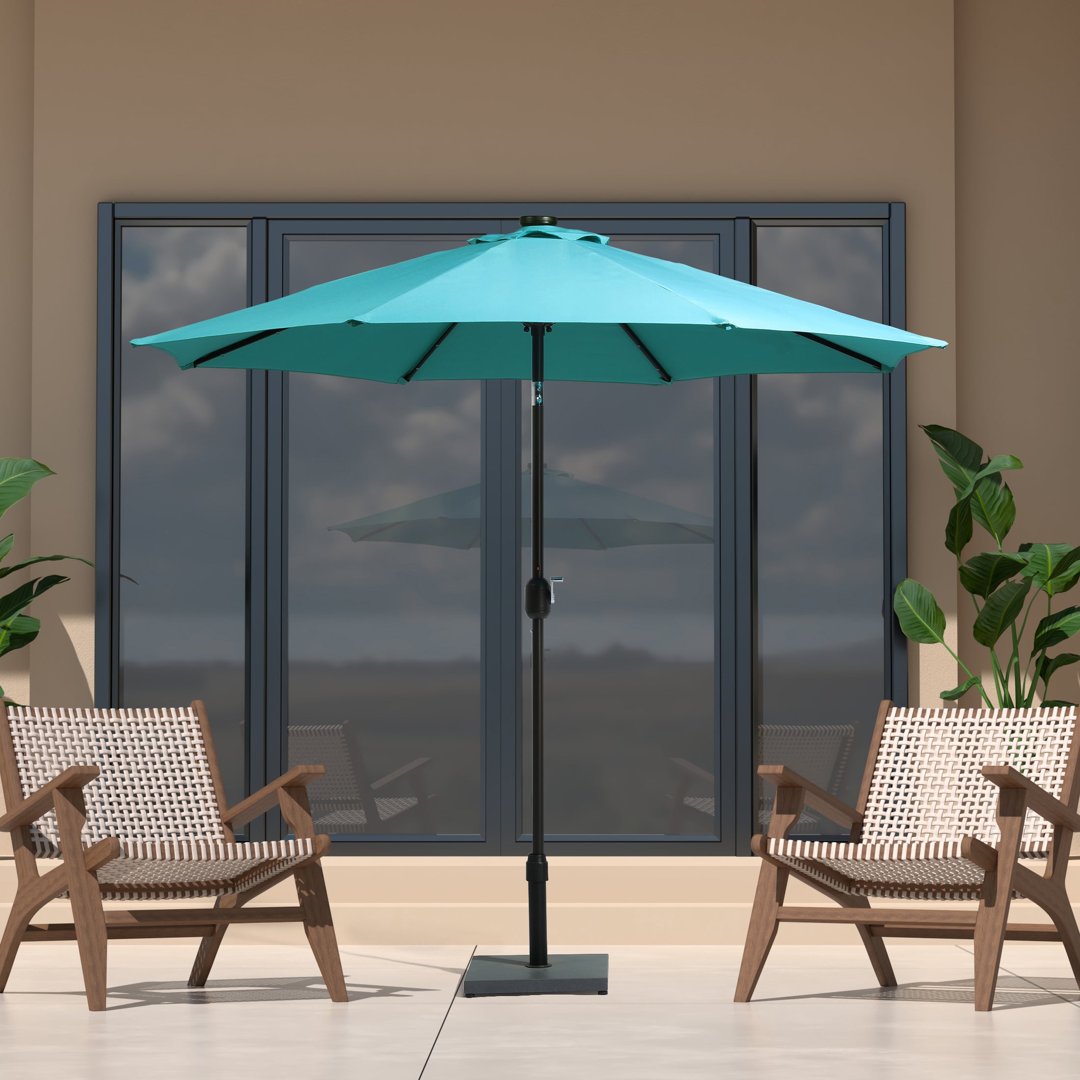 Westlake 9 ft. Patio Solar Power LED lights Market Umbrella