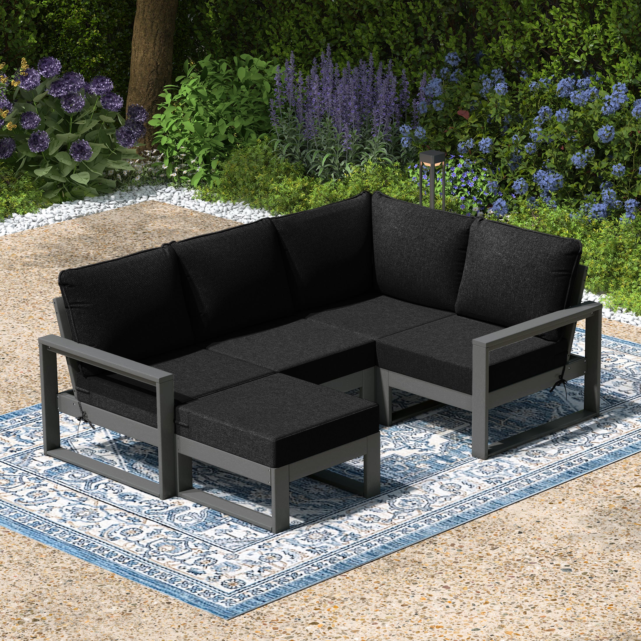 Rockaway 5-piece Outdoor Sectional Modular Patio Furniture Sofa Set