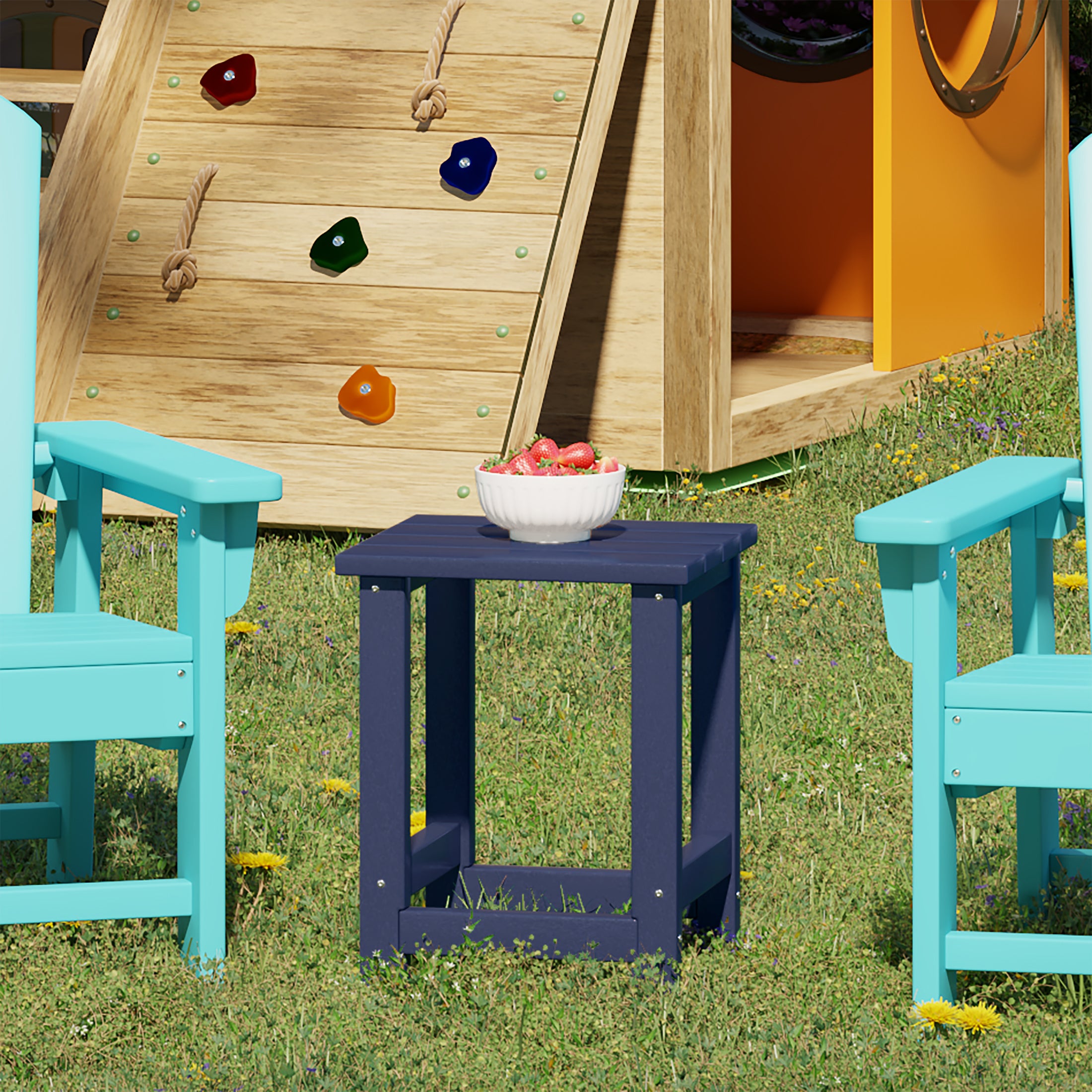 Paradise Kids Outdoor Patio Furniture HDPE Adirondack Square Side Table